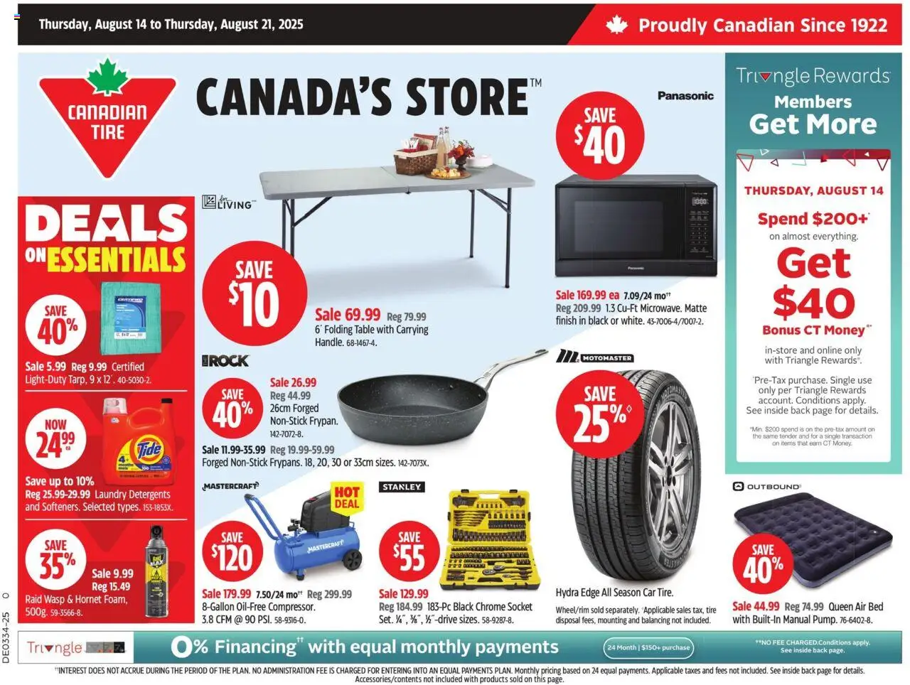 Canadian Tire flyer valid from 14.08.2025 | Page: 1 | Products: Bed, Table, Socket