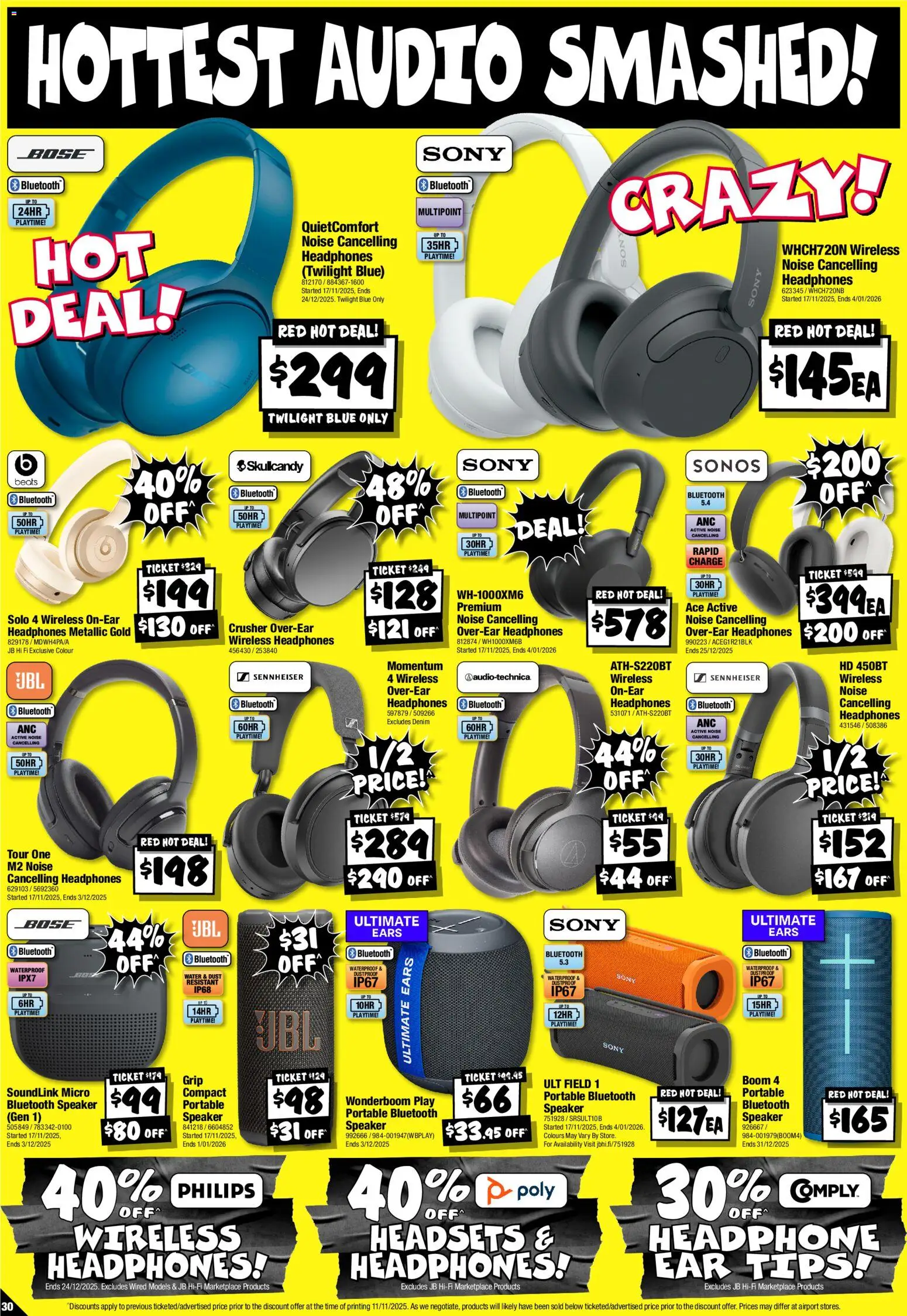 JB Hi-Fi catalogue - valid from 19.11.2025 | Page: 30 | Products: Denim, Water, Bluetooth speaker, Speaker