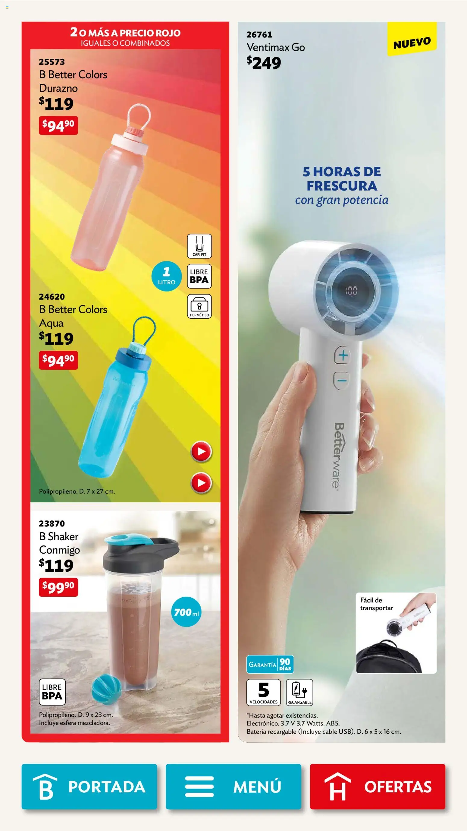 Nuevas ofertas de Betterware válidas en toda la República Mexicana desde el 04.05.2026. ¡Encuentra las mejores ofertas en Betterware campaña 5 2026! | Página: 108 | Productos: Durazno, Cable, Batería