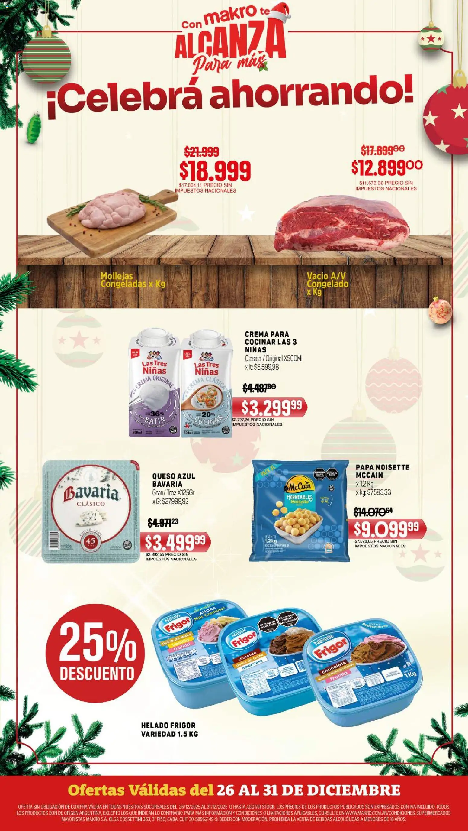 Makro ofertas │ válido desde el 26.12.2025 | Página: 1 | Productos: Peso, Dulce de leche, Queso, Crema