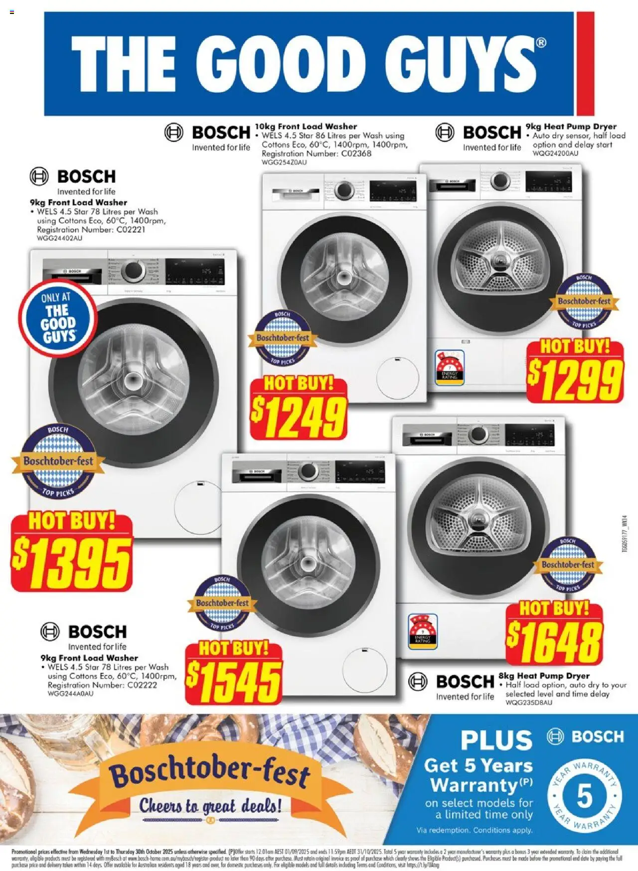 The Good Guys catalogue - valid from 30.09.2025 | Page: 1 | Products: Date, Domestic, Dryer, Washer