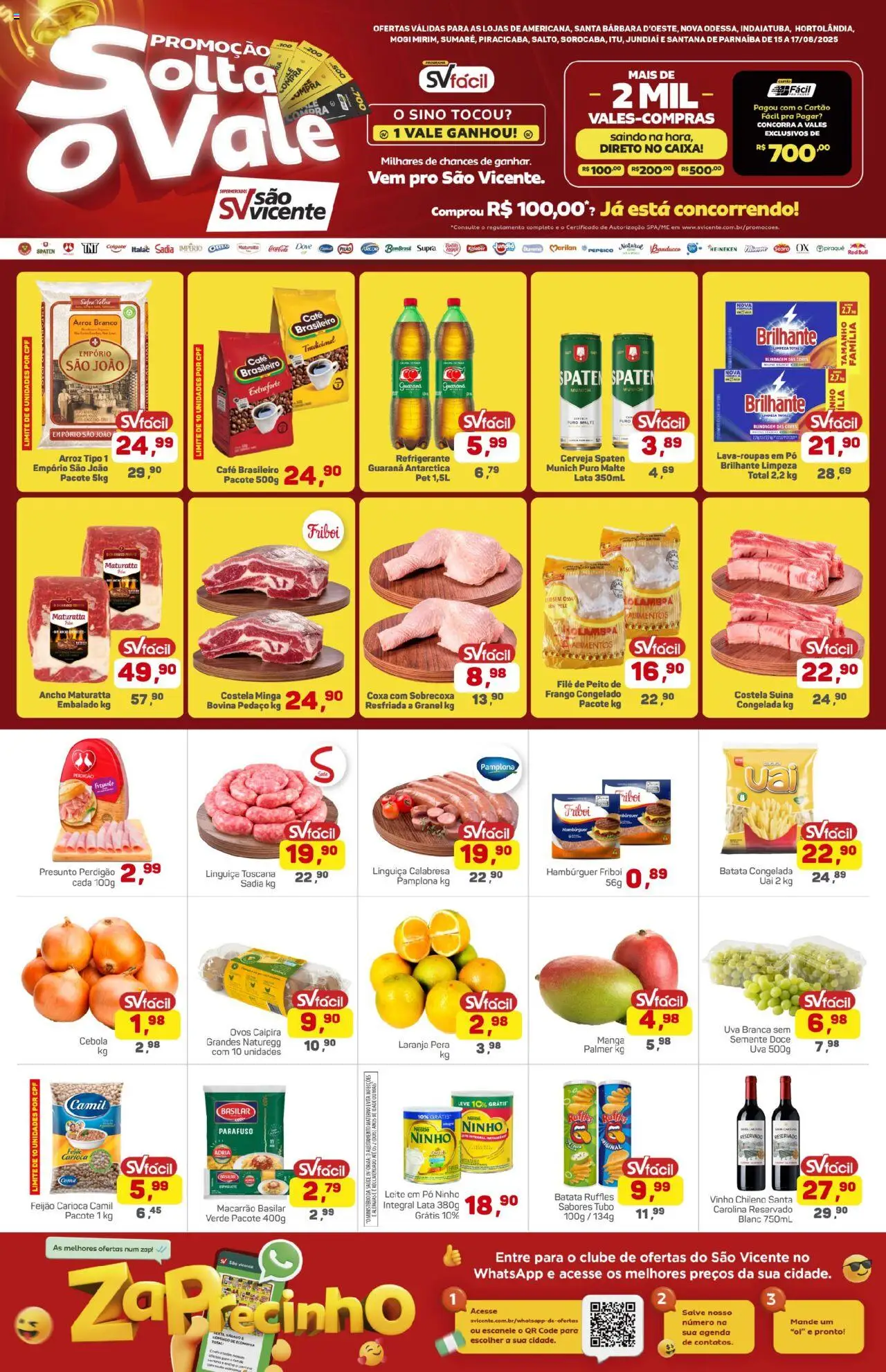 Supermercados São Vicente Folheto - válido de 15.08.2025 | Página: 1 | Produtos: Ancho Maturatta, Pera, Hambúrguer, Dove