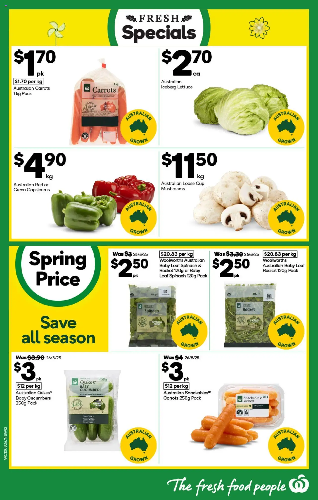 Woolworths catalogue - valid from 10.09.2025 | Page: 12 | Products: Carrots, Cucumbers, Rocket, Spinach