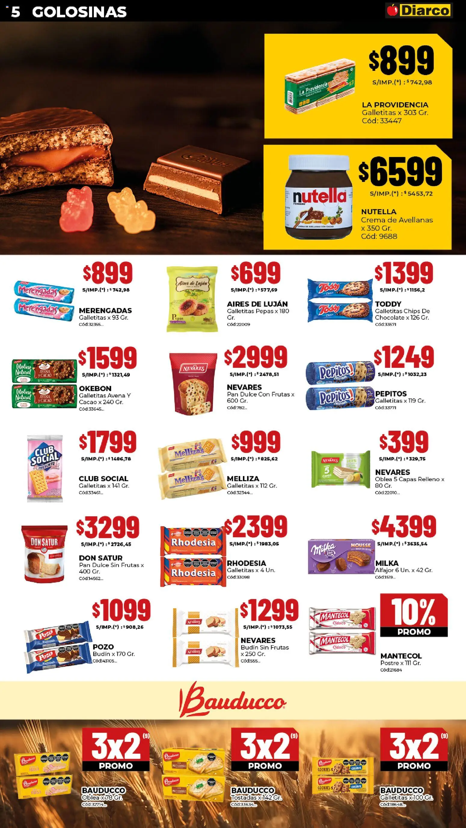 Diarco - Ofertas Interior │ válido desde el 27.10.2025 | Página: 5 | Productos: Galletitas, Mousse, Pan, Chocolate