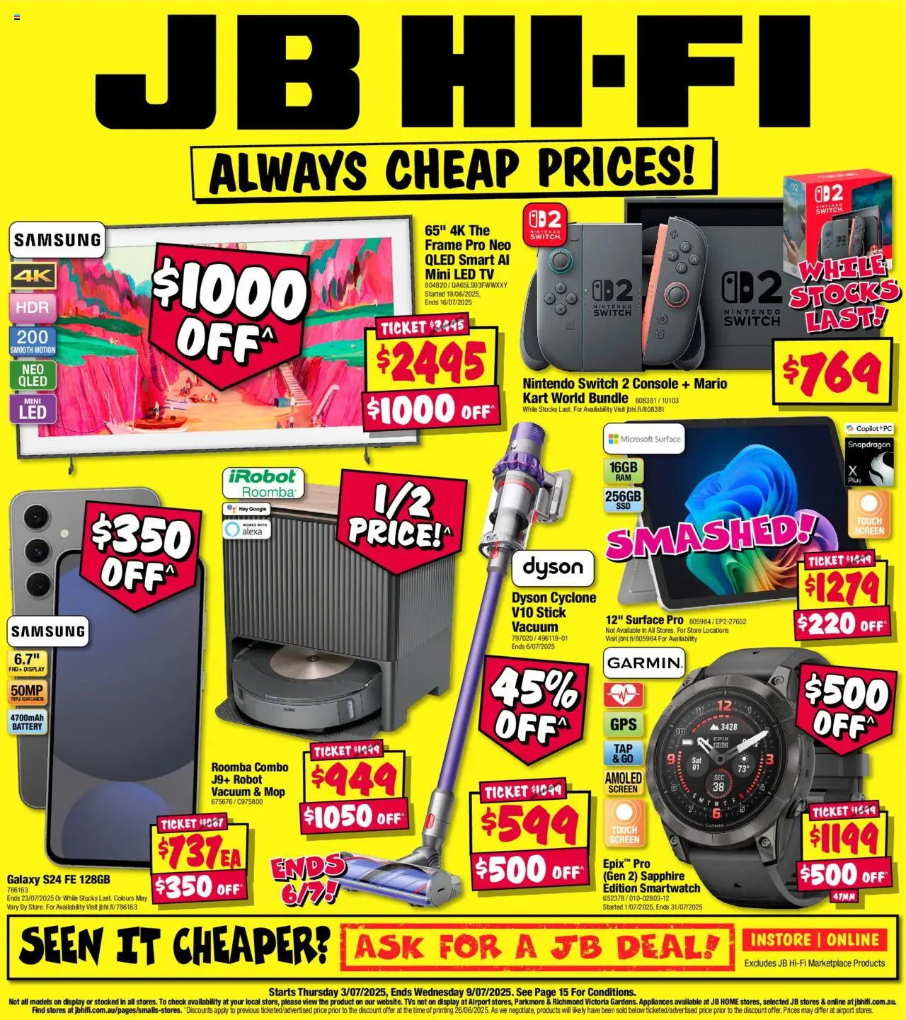 JB Hi-Fi catalogue - valid from 03.07.2025 | Page: 1 | Products: Battery, Tv, Roomba, Screen