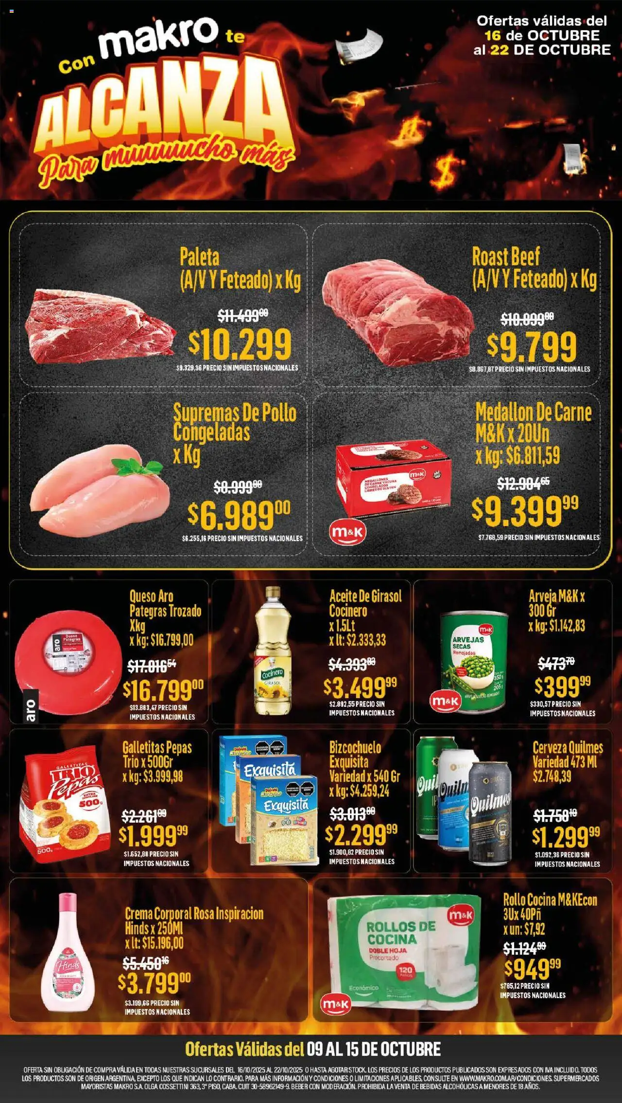 Makro ofertas │ válido desde el 16.10.2025 | Página: 1 | Productos: Galletitas, Aceite, Cerveza, Crema