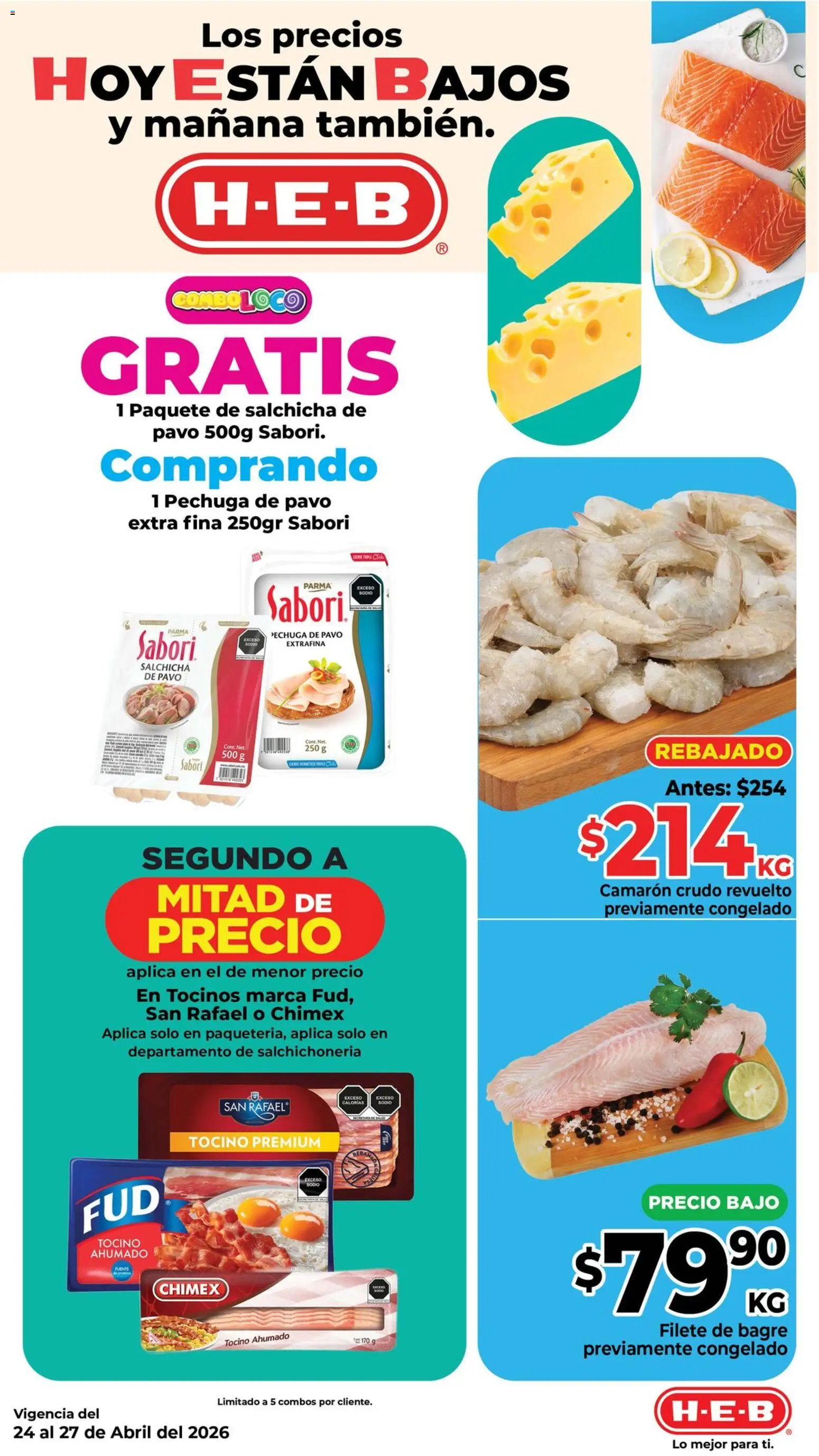 Nuevas ofertas de H-E-B válidas en toda la República Mexicana desde el 24.04.2026. ¡Encuentra las mejores ofertas en H-E-B folleto! | Página: 9 | Productos: Tocino, Salchicha