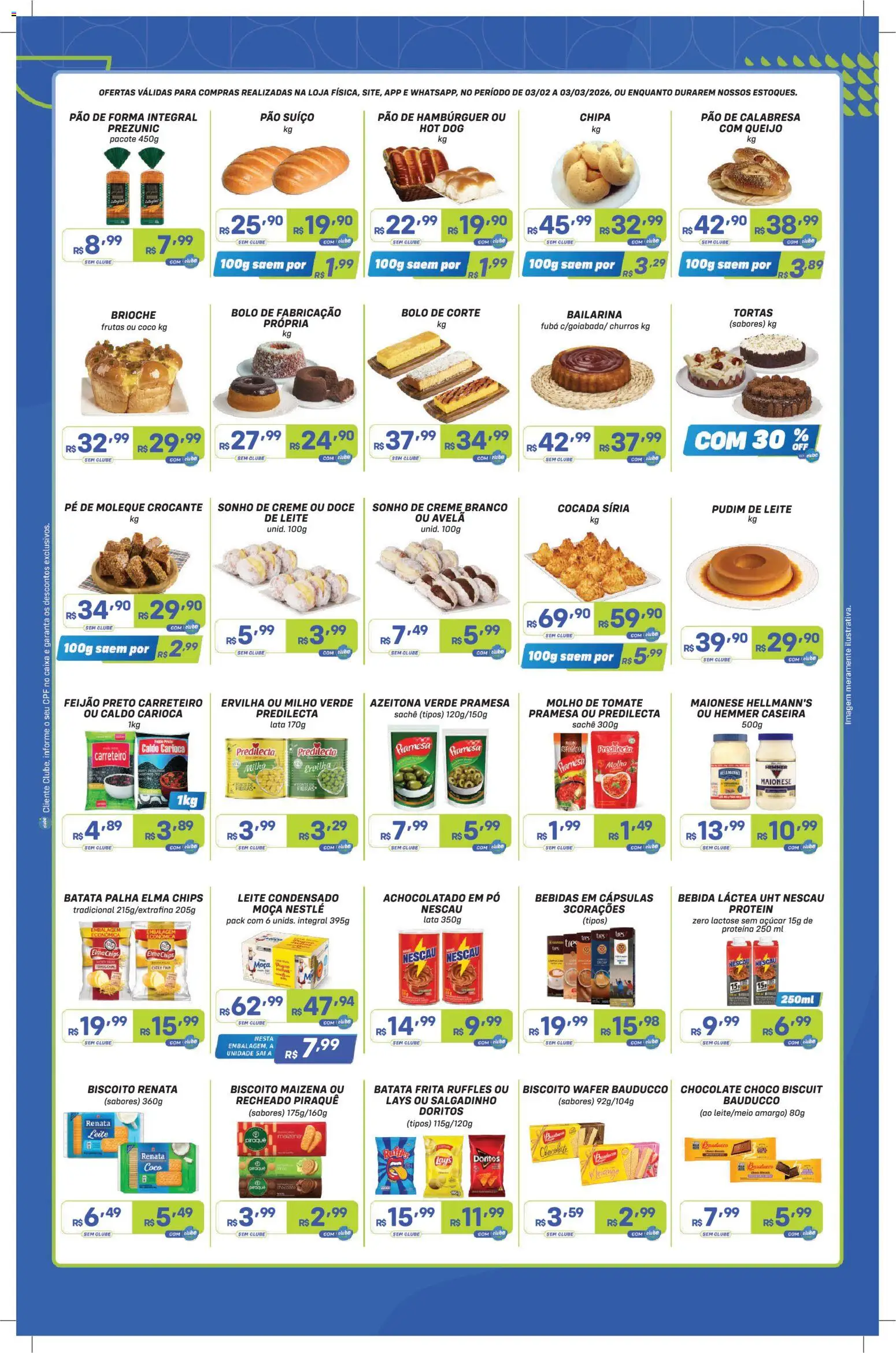 Prezunic Folheto - válido de 02.03.2026 | Página: 3 | Produtos: Biscoito, Hambúrguer, Batata palha, Açúcar