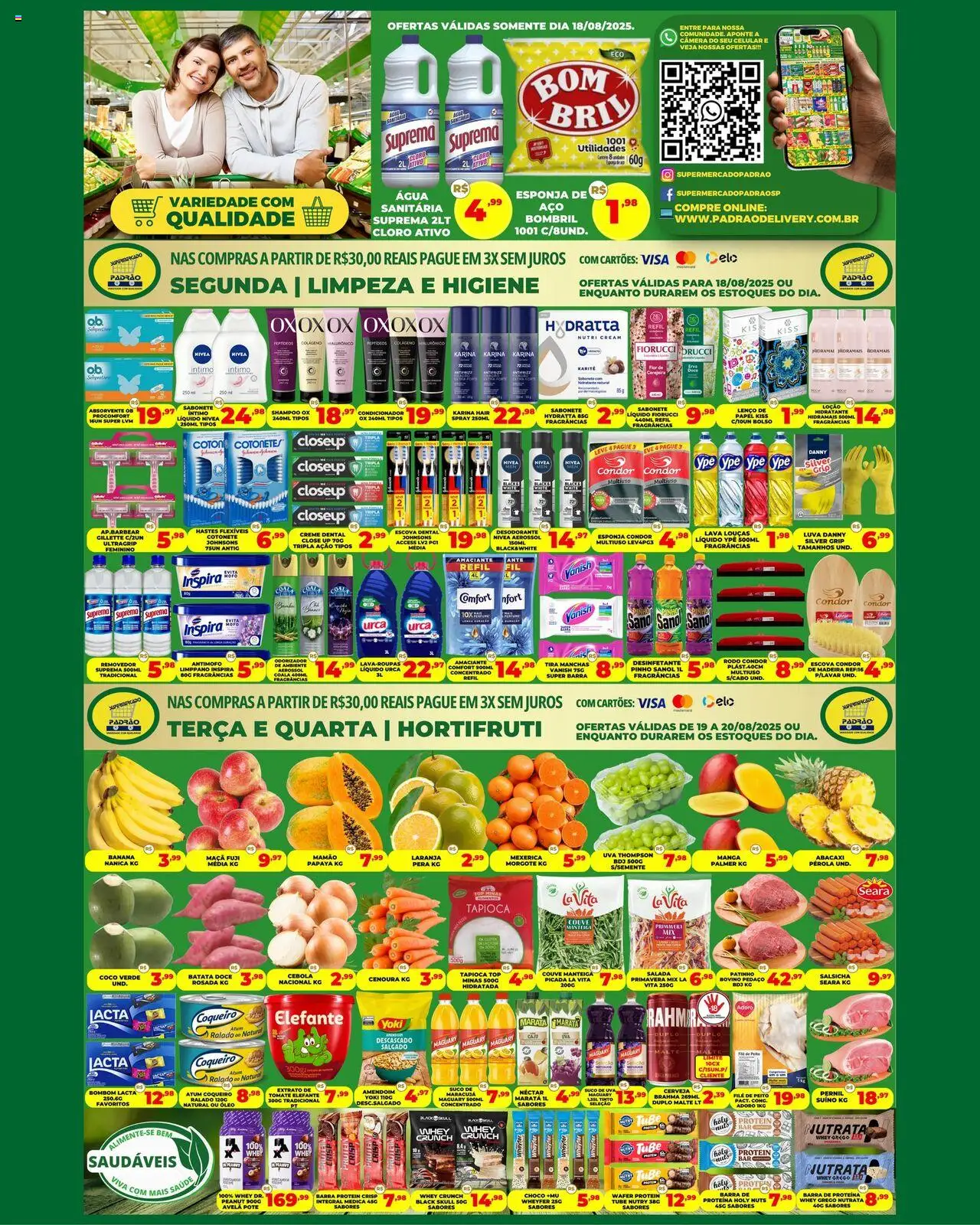 Supermercado Padrão Folheto - válido de 18.08.2025 | Página: 1 | Produtos: Maracujá, Couve, Creme dental, Desinfetante