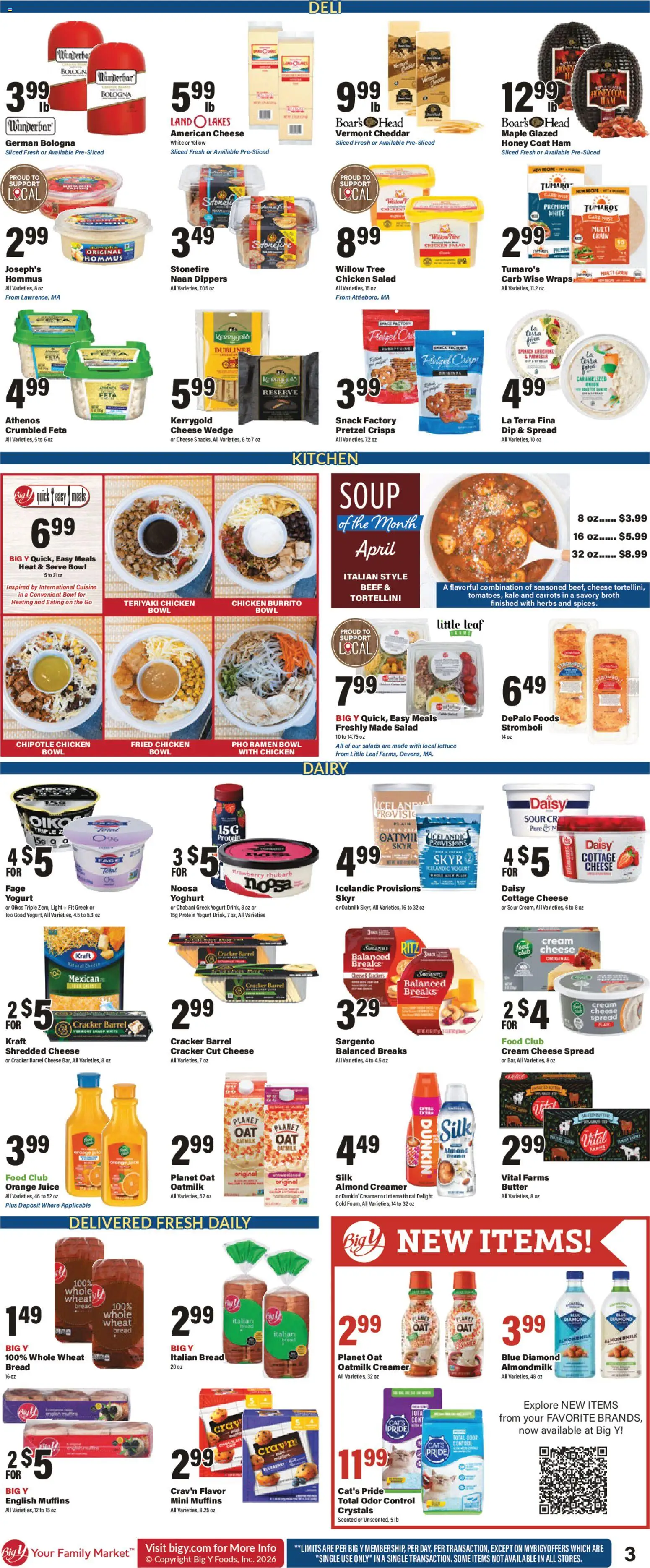 Big Y Weekly Ad - valid from 09.04.2026 | Page: 4 | Products: Lettuce, Milk, Bread, Cream