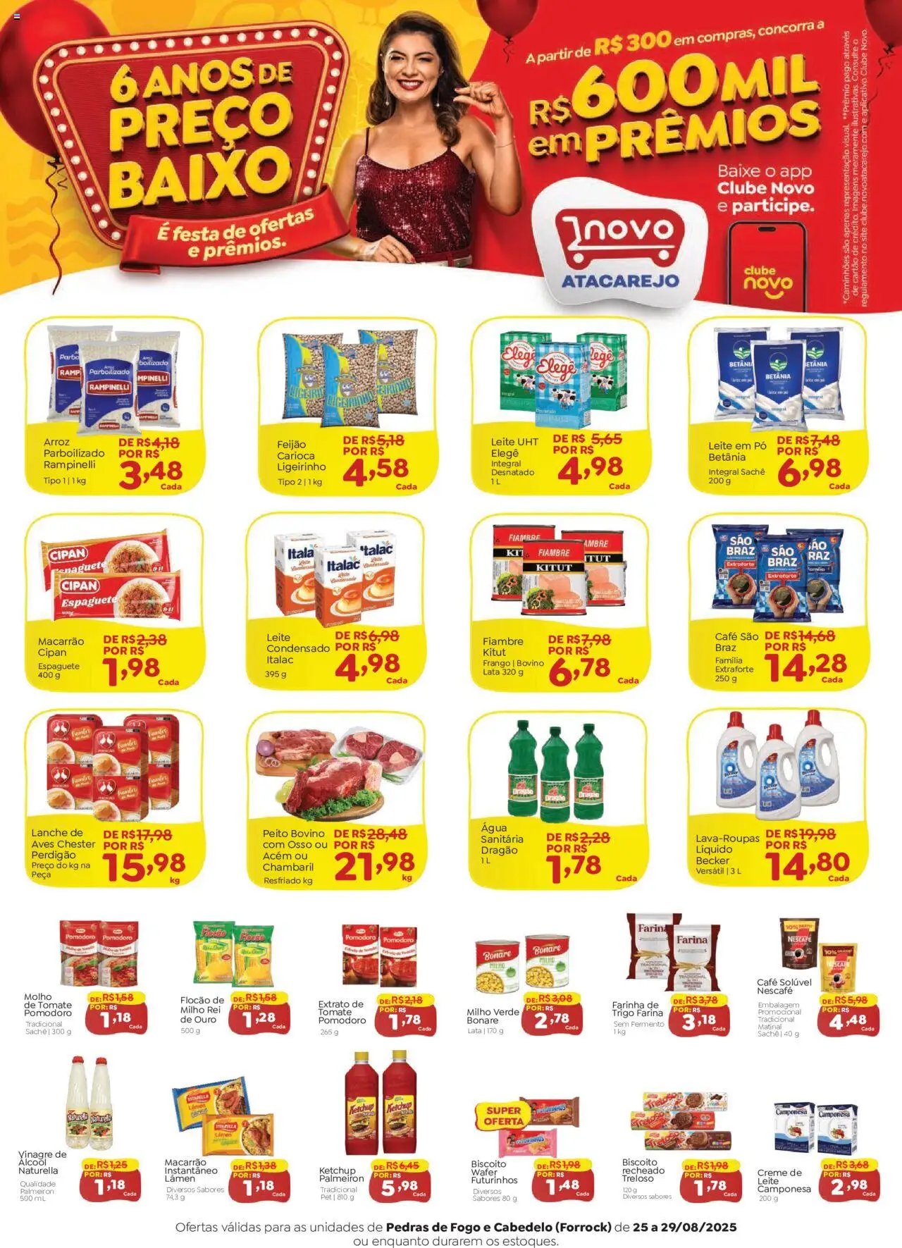 Novo Atacarejo Folheto - válido de 25.08.2025 | Página: 1 | Produtos: Macarrão, Ketchup, Creme, Café solúvel