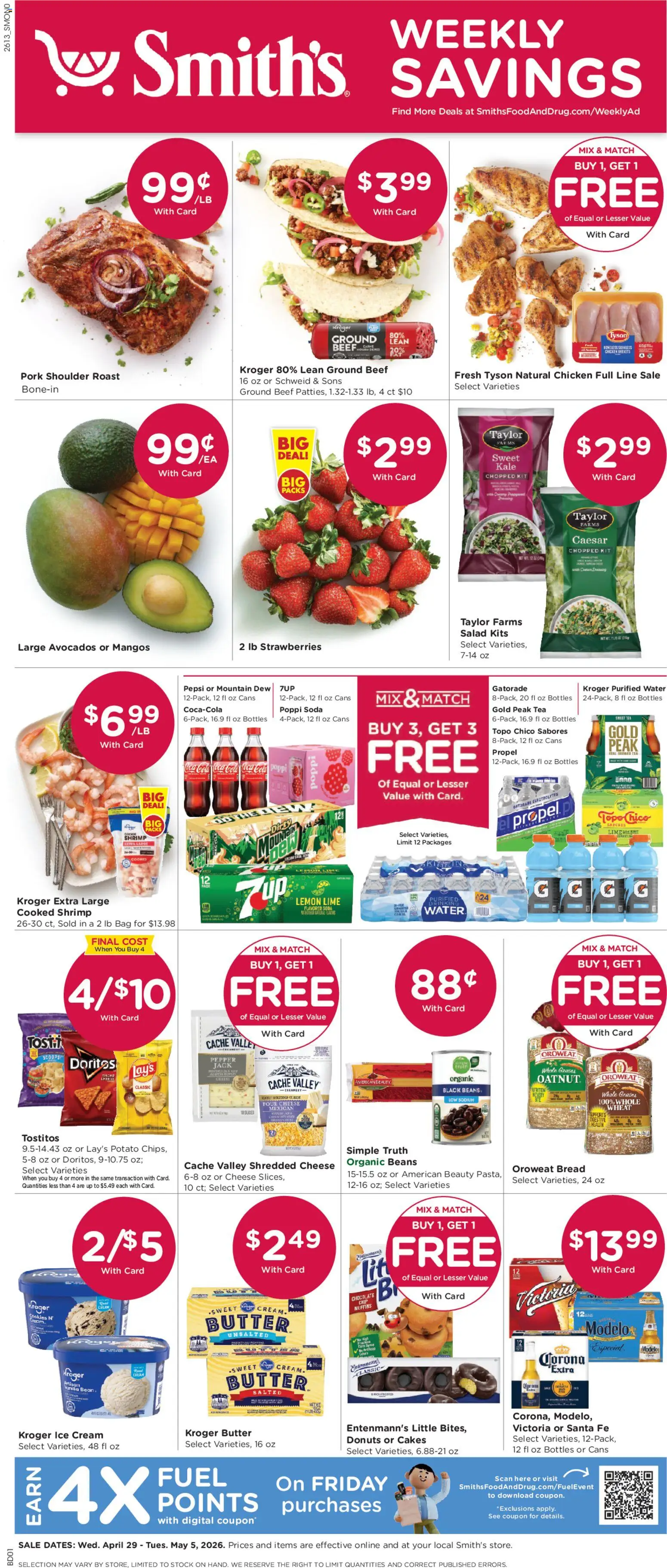 Smith's Weekly Ad - NM - valid from 29.04.2026 | Page: 1 | Products: Butter, Bread, Beef, Lime