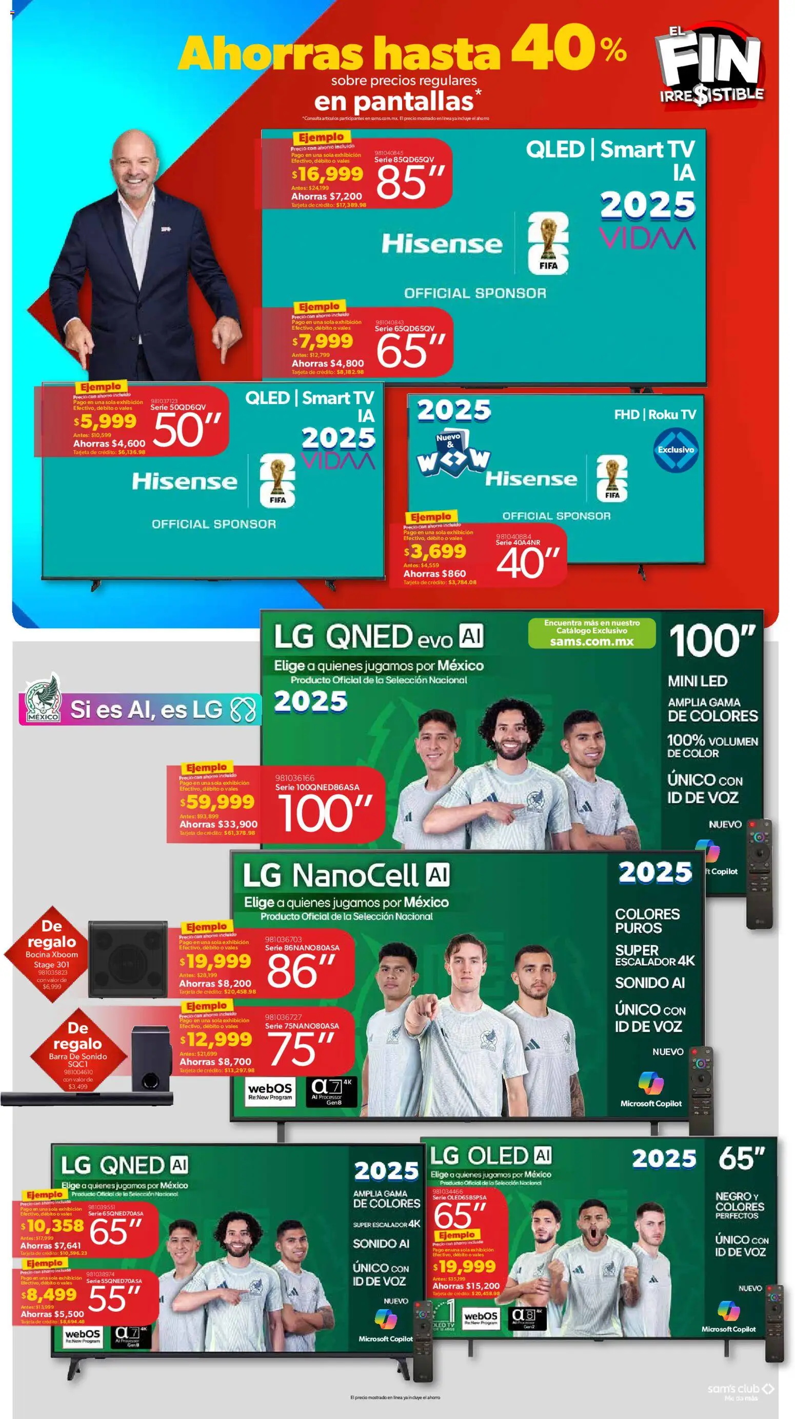Nuevas ofertas de Sam's Club válidas en toda la República Mexicana desde el 04.11.2025. ¡Encuentra las mejores ofertas en Sam's Club Buen Fin! | Página: 3 | Productos: Pantallas, Bocina, Barra, Sobre