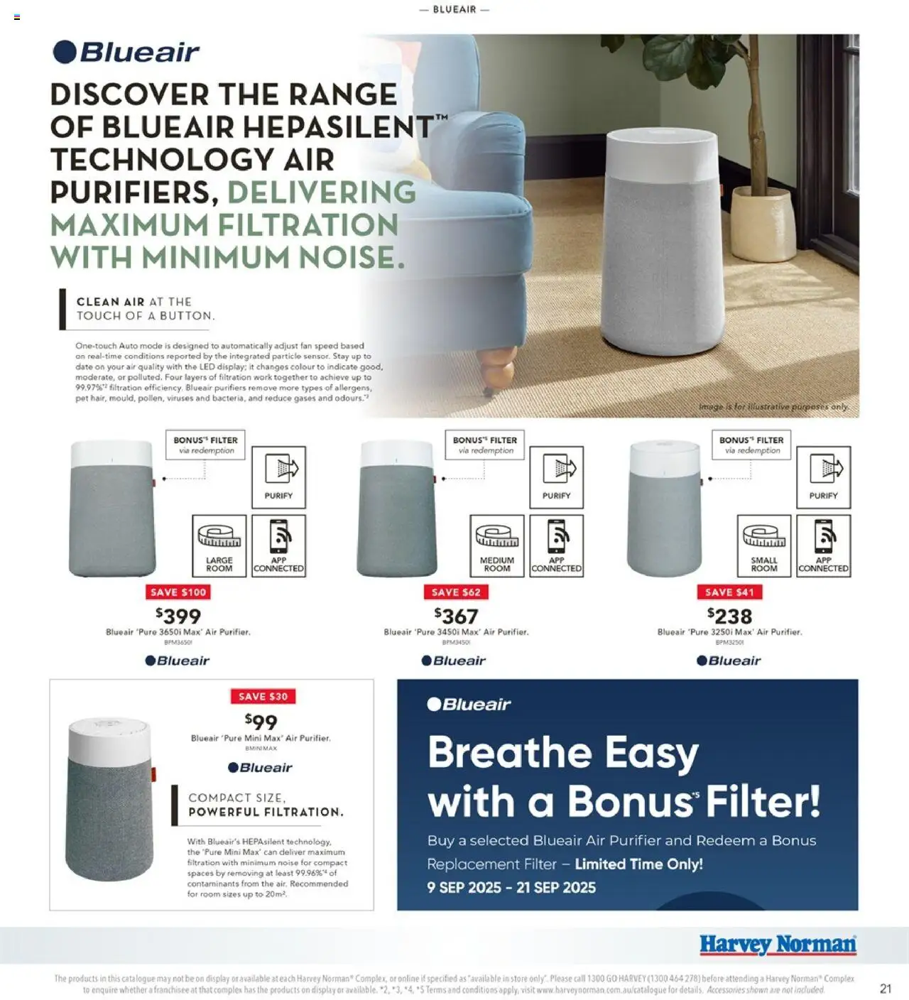 Harvey Norman catalogue - valid from 09.09.2025 | Page: 21 | Products: Accessories, Date, Fan, Air purifier