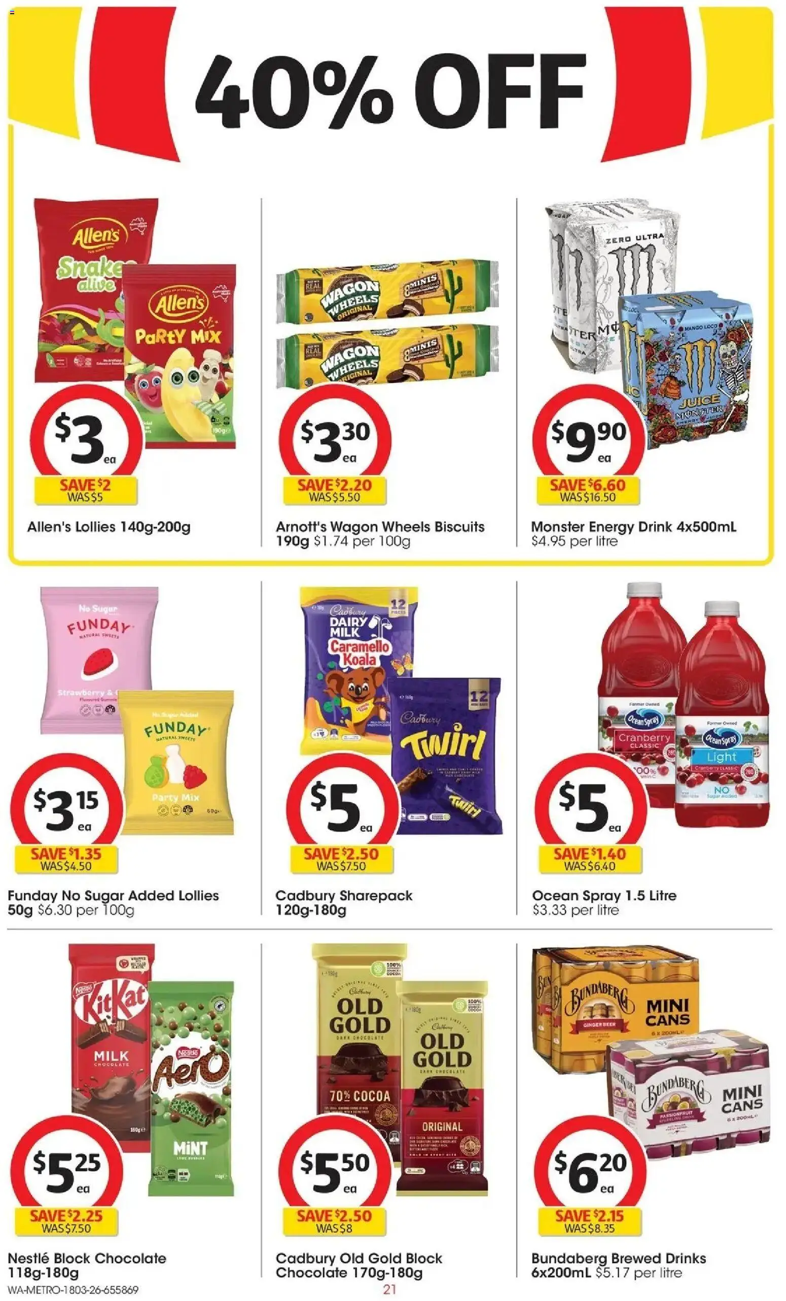 Coles catalogue - valid from 18.03.2026 | Page: 21 | Products: Milk, Chocolate, Ginger, Sugar