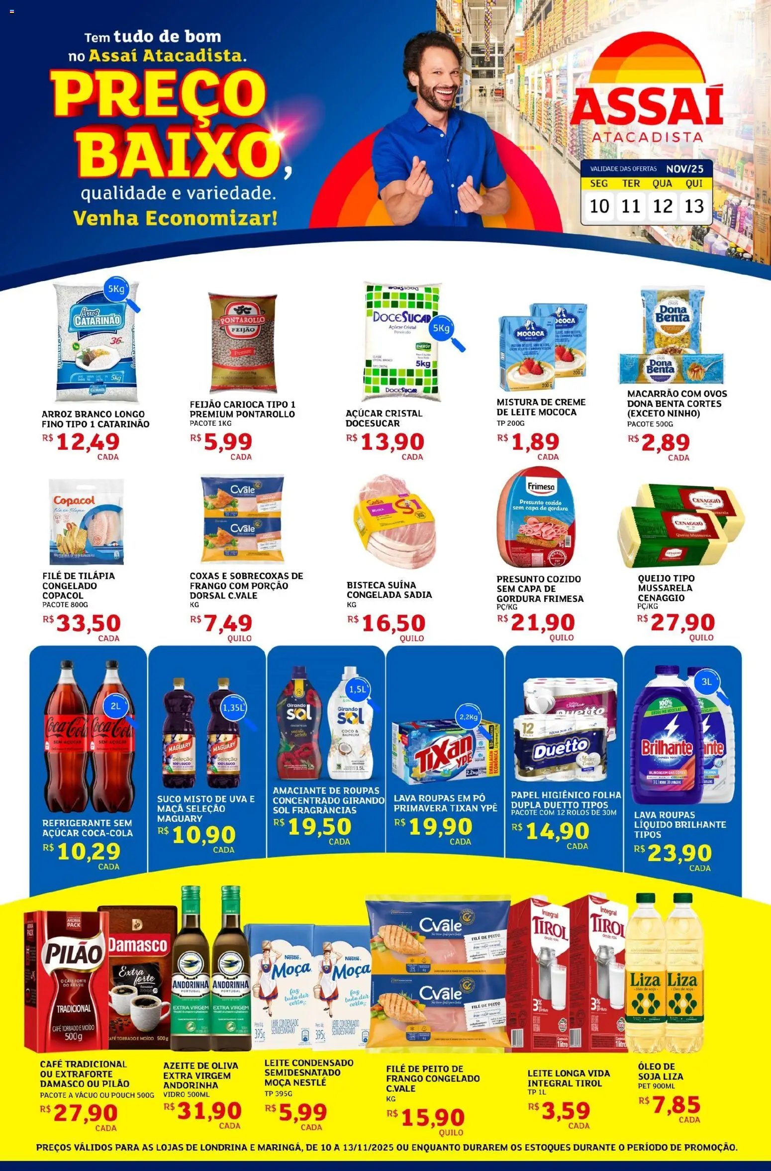 Assaí Atacadista Folheto - válido de 10.11.2025 | Página: 1 | Produtos: Damasco, Queijo, Óleo, Papel higiênico