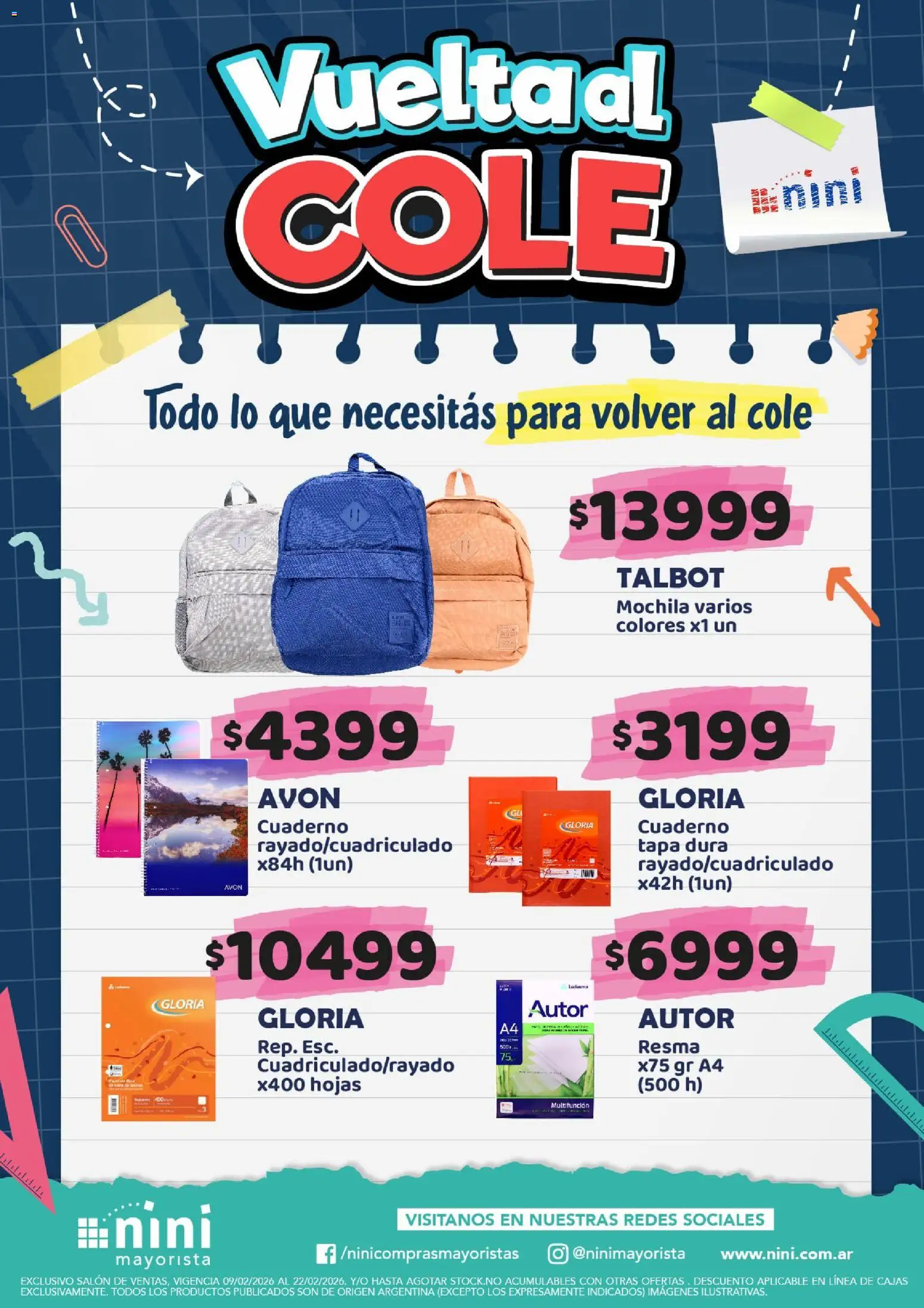 Vuelta al COLE │ válido desde el 09.02.2026 | Página: 1 | Productos: Mochila, Cuaderno