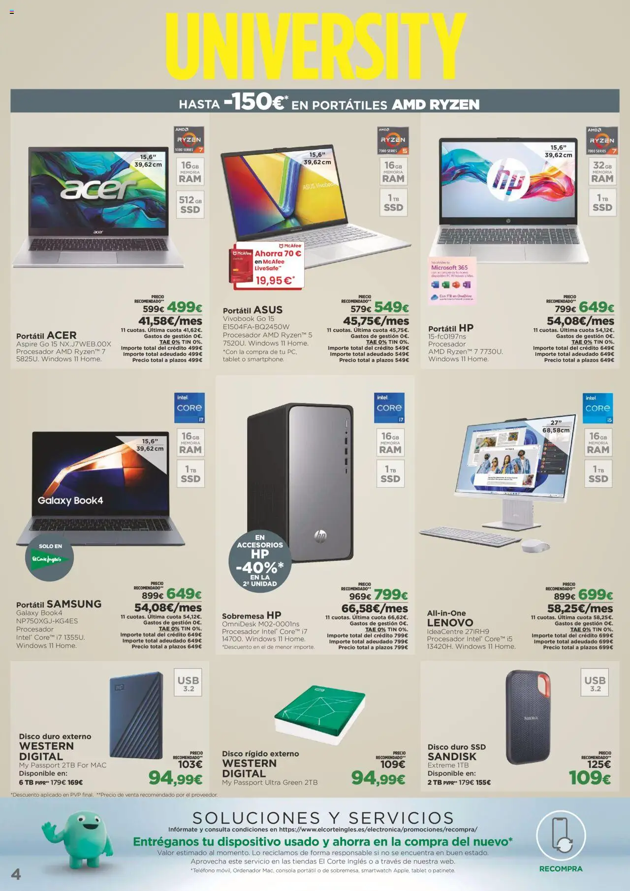 Nuevas ofertas de El Corte Inglés válidas en toda la República Mexicana desde el 22.09.2025. ¡Encuentra las mejores ofertas en El Corte Inglés - Catálogo University! | Página: 4 | Productos: Tablet, Disco