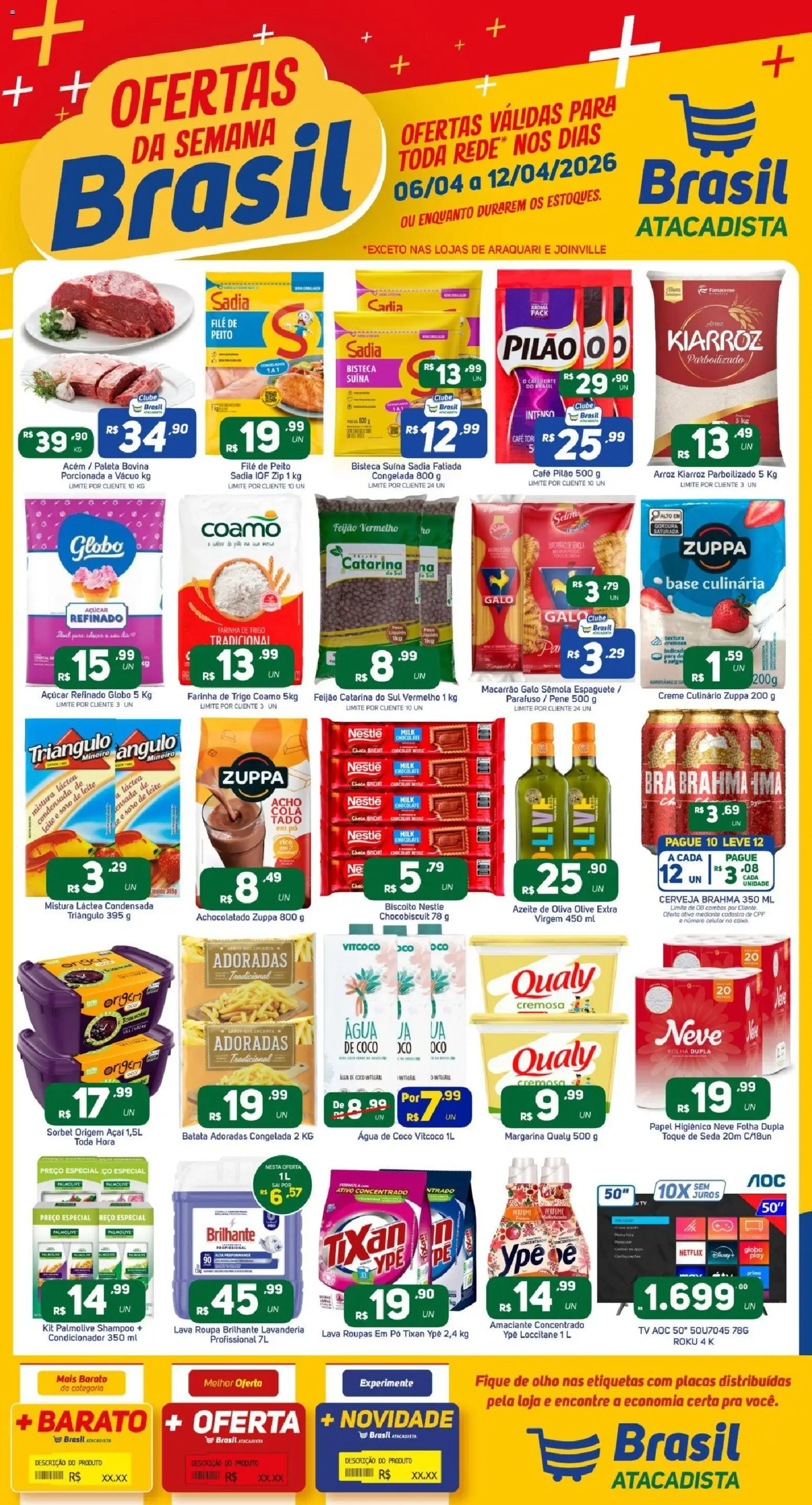 Brasil Atacadista Folheto - válido de 06.04.2026 | Página: 1 | Produtos: Feijão, Arroz, Creme, Leite em pó