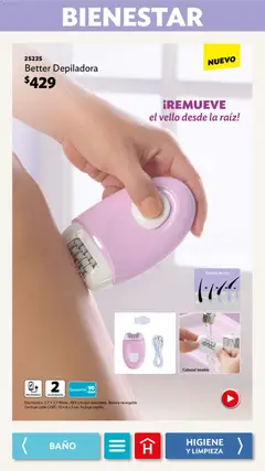 Vista previa de Betterware campaña 12 2025, nuevo folleto de la tienda, válido en México a partir del 01.12.2025 | Página: 90 | Productos: Cepillo, Depiladora, Cable, Baño