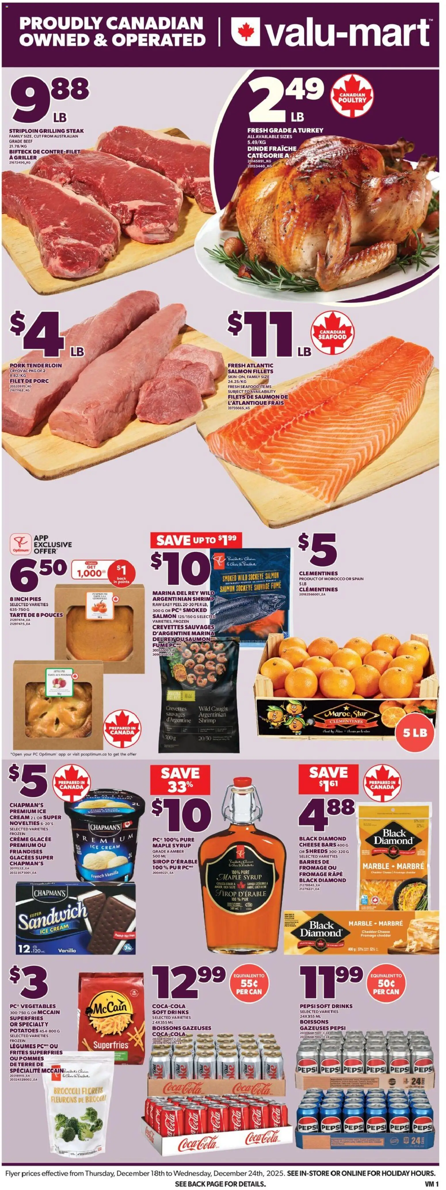 Valu Mart flyer valid from 18.12.2025 | Page: 3 | Products: Ice cream, PC, Turkey, Pork