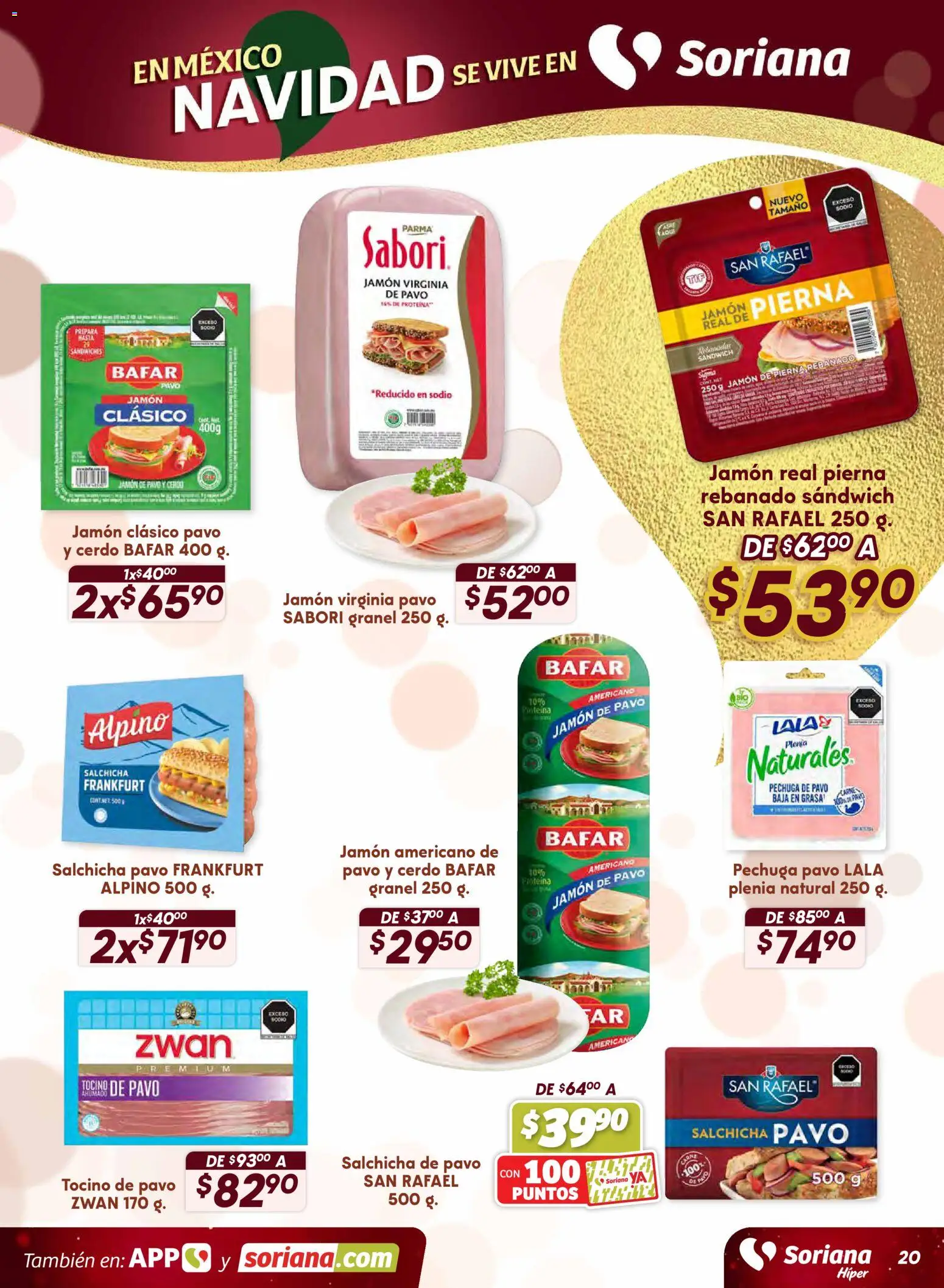 Nuevas ofertas de Soriana válidas en toda la República Mexicana desde el 13.11.2025. ¡Encuentra las mejores ofertas en Soriana - Preciazazaso Híper: Valle de México! | Página: 20 | Productos: Tocino, Salchicha, Jamón, Cerdo