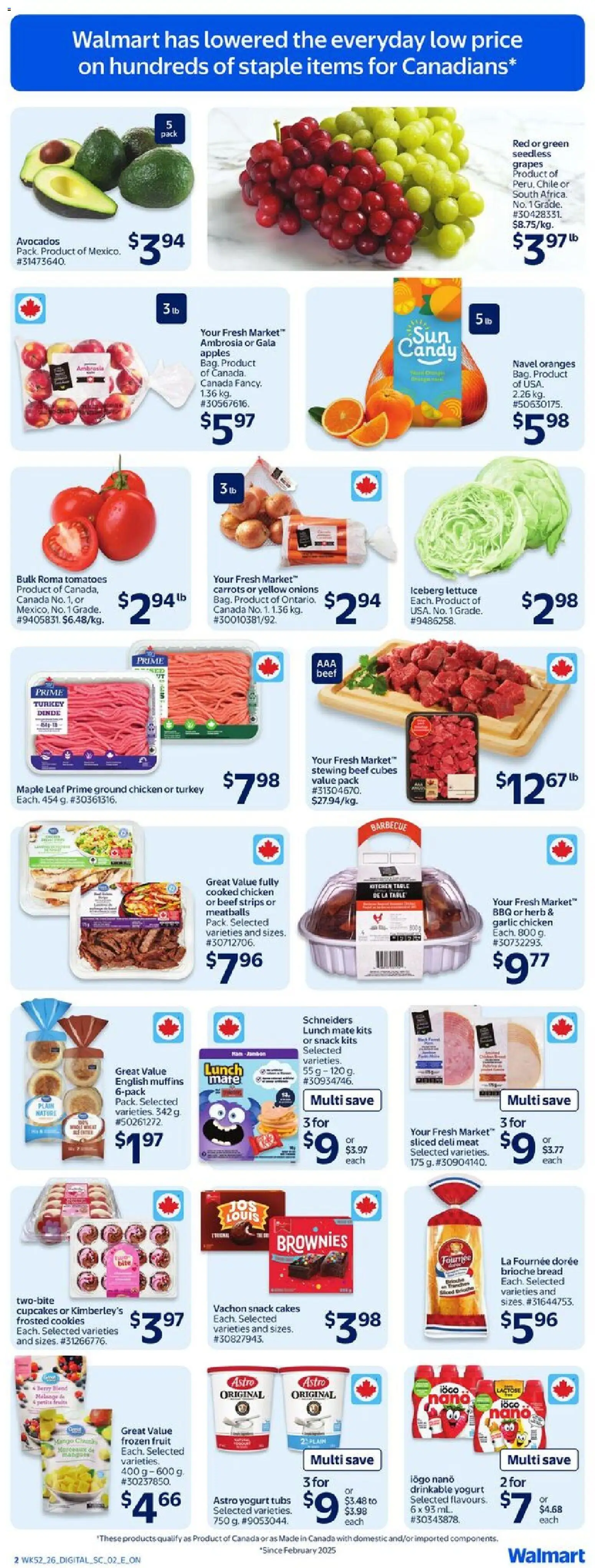 Walmart flyer valid from 22.01.2026 | Page: 3 | Products: Beef, Yogurt, Bread, Chicken