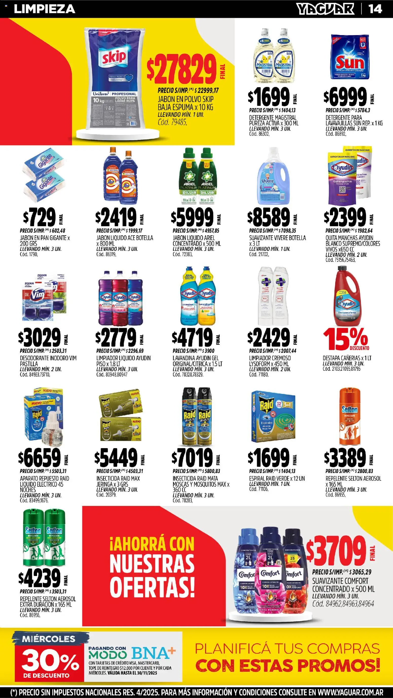 Yaguar - Parque Chacabuco │ válido desde el 17.11.2025 | Página: 15 | Productos: Lavandina, Insecticida, Inodoro, Quitamanchas