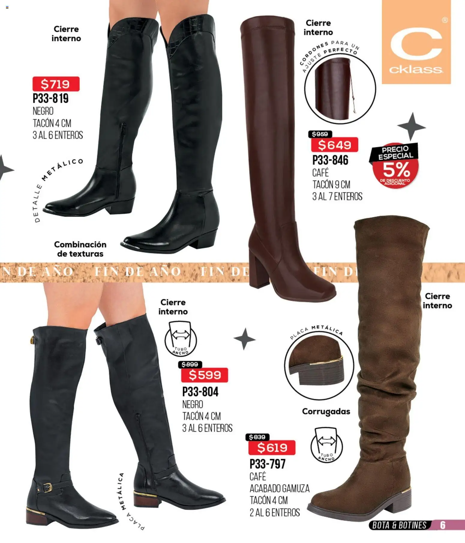 Nuevas ofertas de Cklass válidas en toda la República Mexicana desde el 02.01.2026. ¡Encuentra las mejores ofertas en Cklass catálogo Rebajas Inicio de Año Calzado! | Página: 7 | Productos: Café, Gamuza, Botines, Cordones