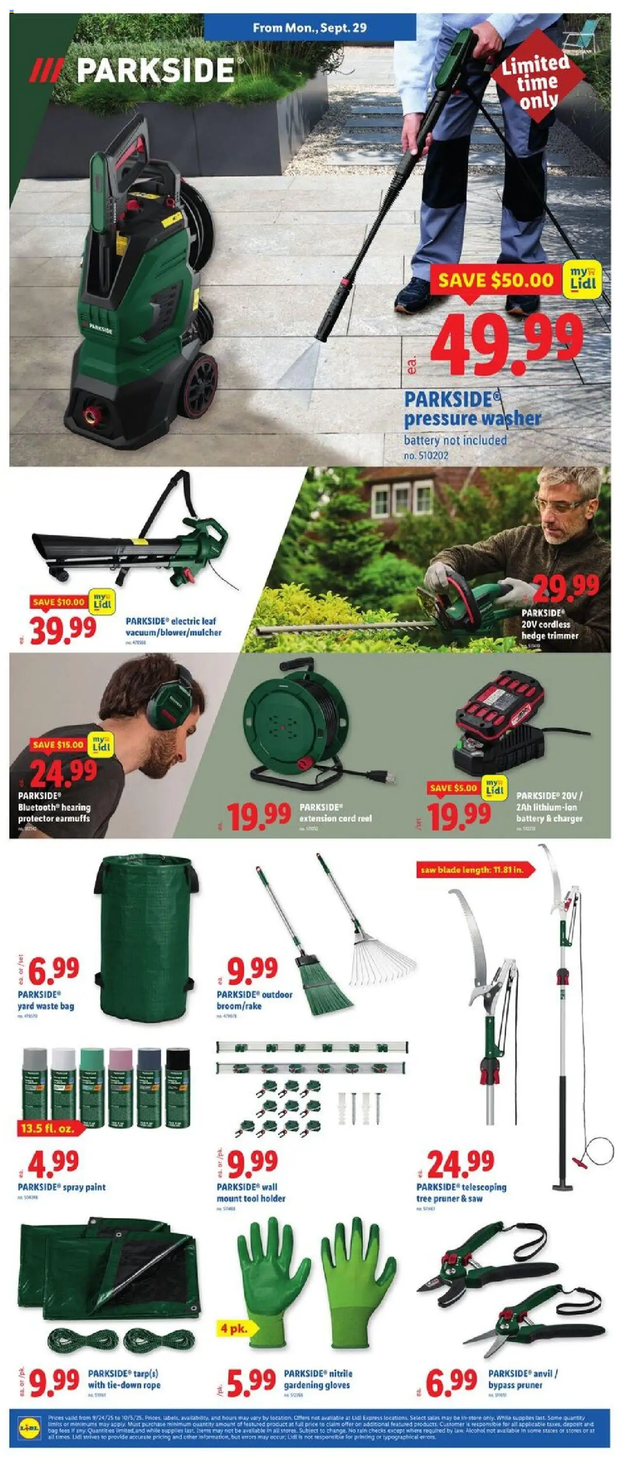 Lidl Weekly Ad - NY - valid from 24.09.2025 | Page: 4 | Products: Trimmer, Battery, Gloves, Charger