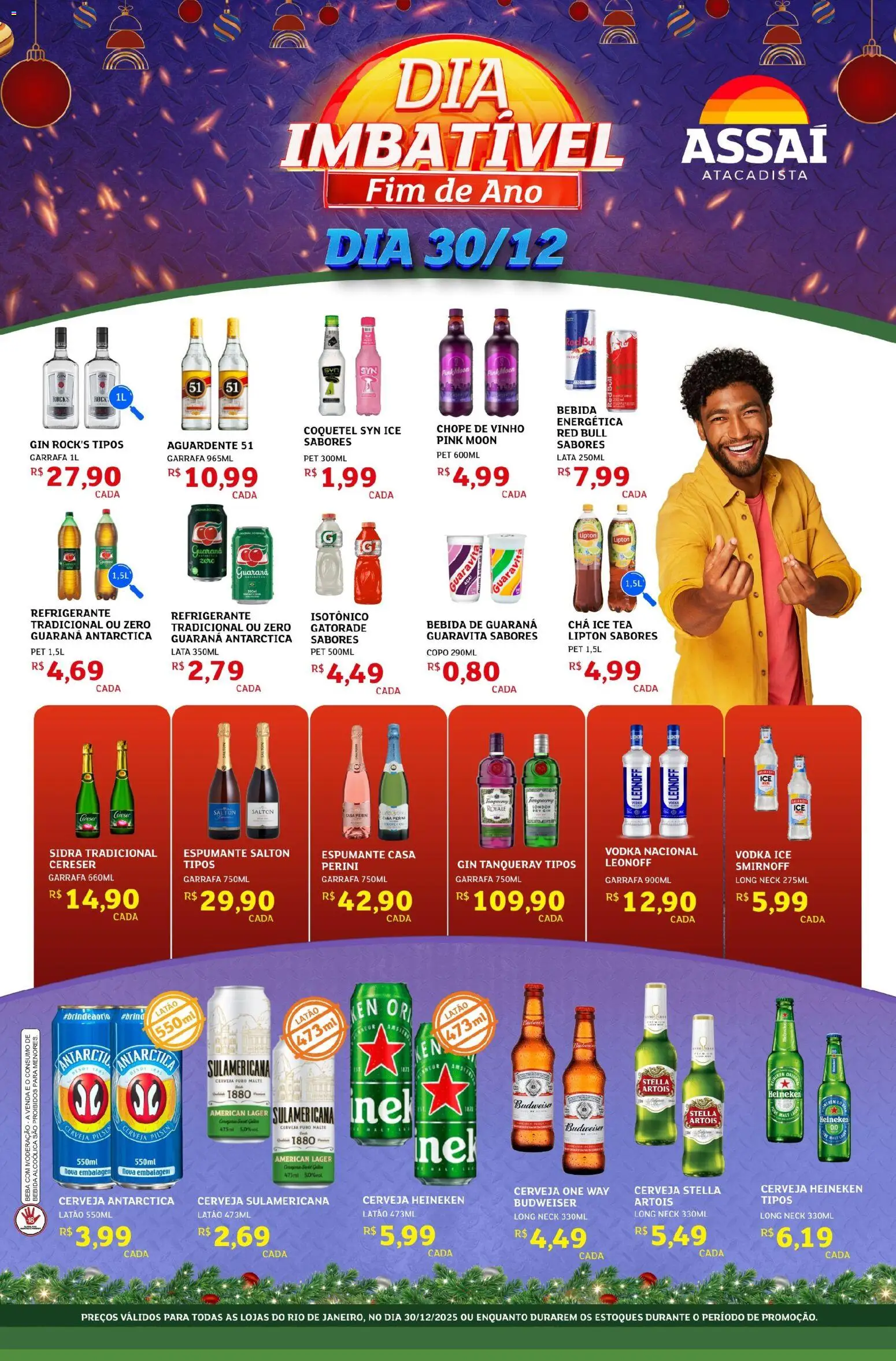 Assaí Atacadista Folheto - válido de 30.12.2025 | Página: 1 | Produtos: Gin, Heineken, Isotônico, Açaí
