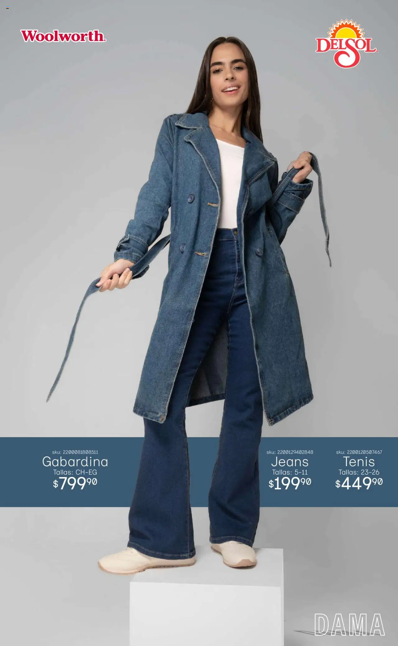 Nuevas ofertas de Del Sol y Woolworth válidas en toda la República Mexicana desde el 08.09.2025. ¡Encuentra las mejores ofertas en Del Sol y Woolworth - Catálogo Luce El Otoño - Mezclilla ! | Página: 4 | Productos: Tenis