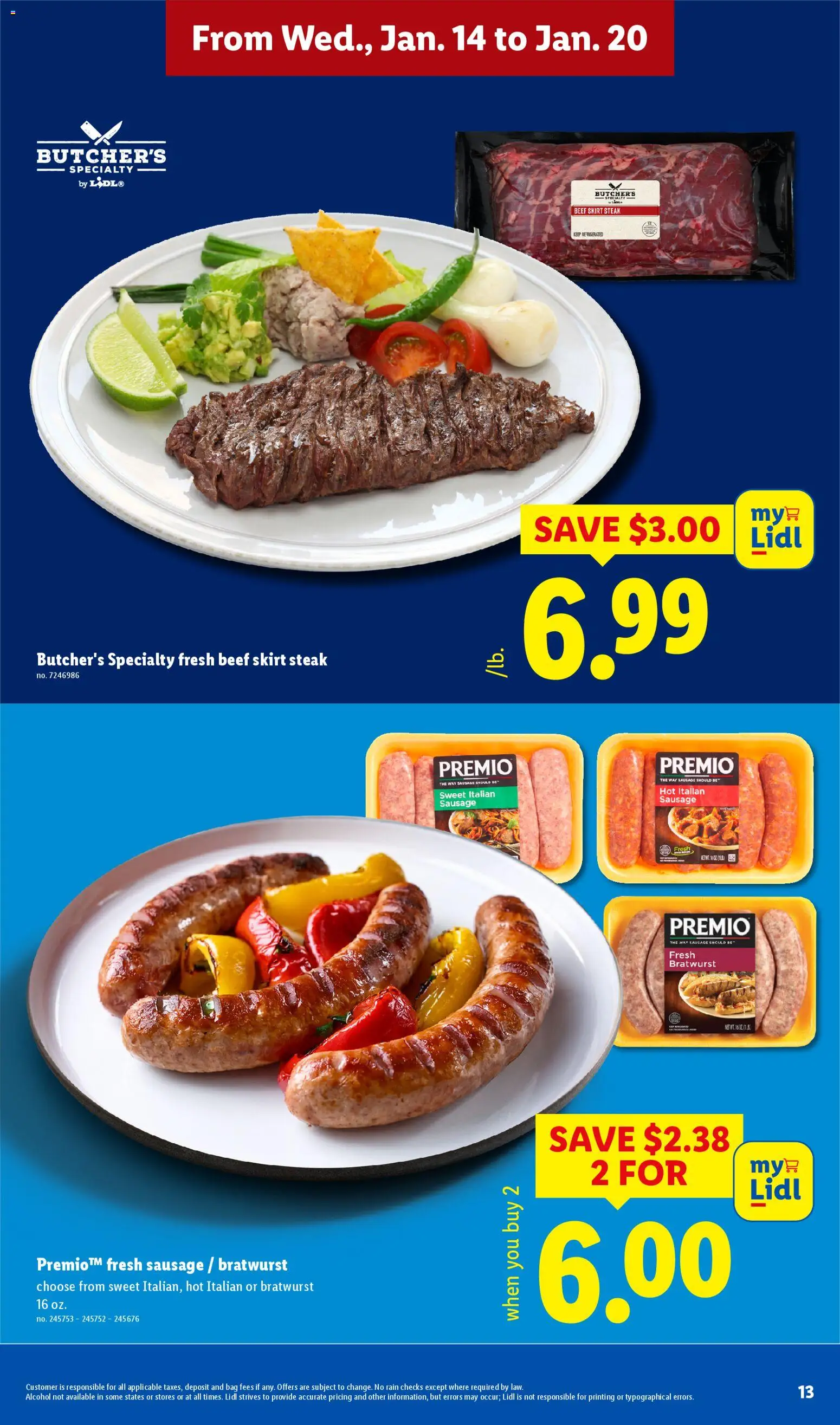 Lidl Weekly Ad - valid from 14.01.2026 | Page: 13 | Products: Beef, Sausage, Bag