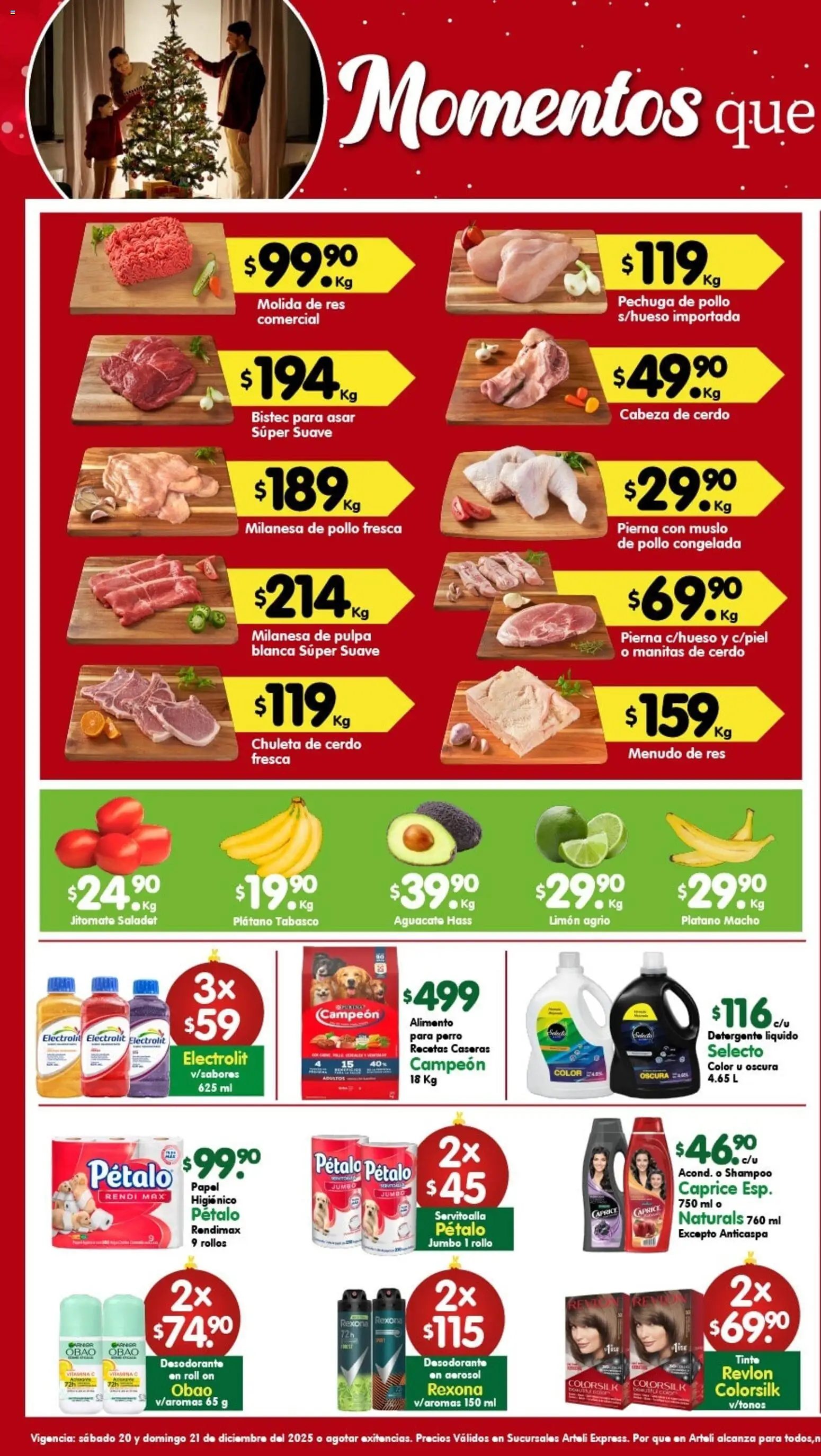 Nuevas ofertas de Arteli válidas en toda la República Mexicana desde el 20.12.2025. ¡Encuentra las mejores ofertas en Arteli folleto Express! | Página: 1 | Productos: Pollo, Plátano, Cerdo, Res