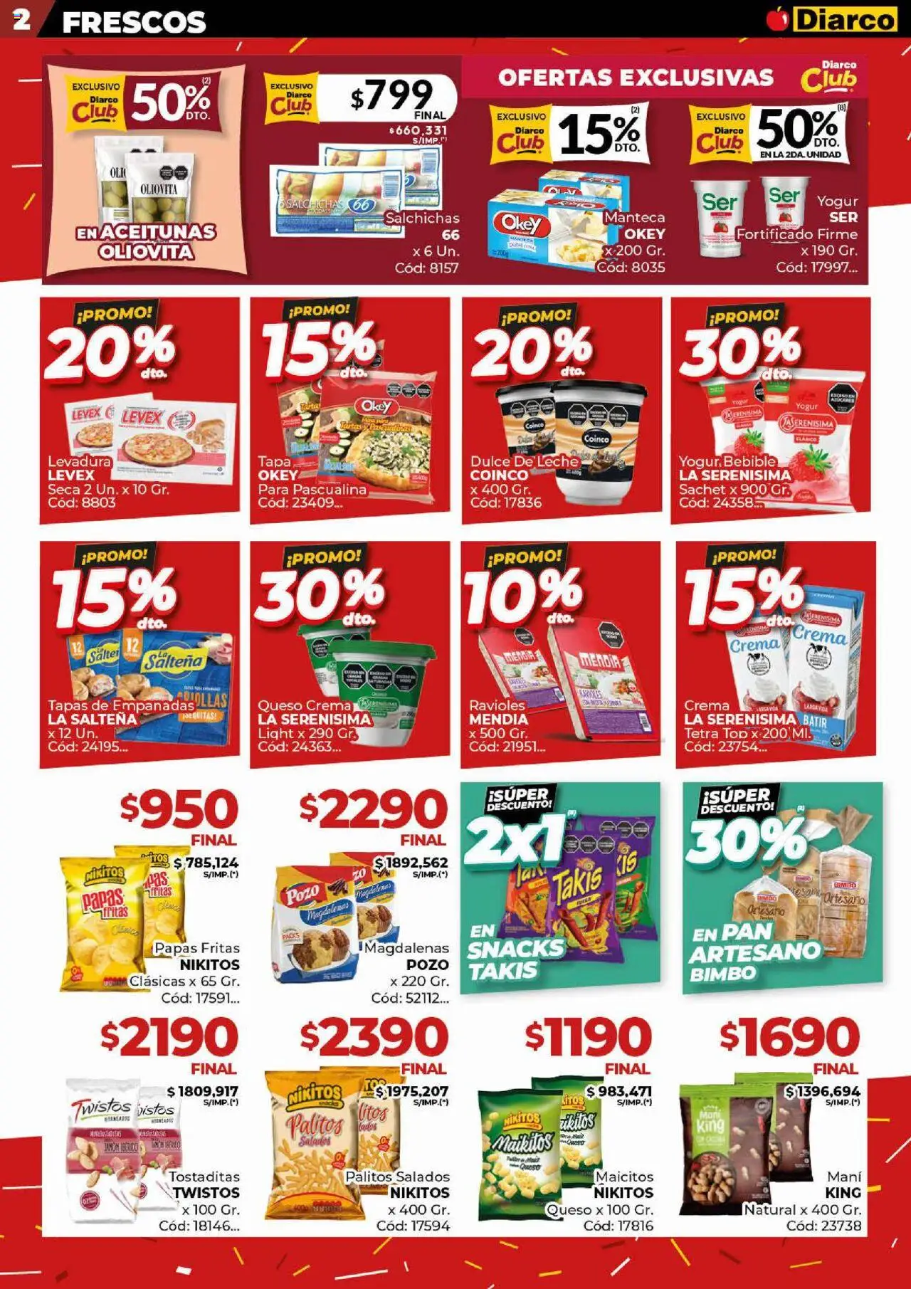 Diarco - Ofertas Pueblo Sur │ válido desde el 08.09.2025 | Página: 2 | Productos: Queso crema, Pan, Ravioles, Papas fritas