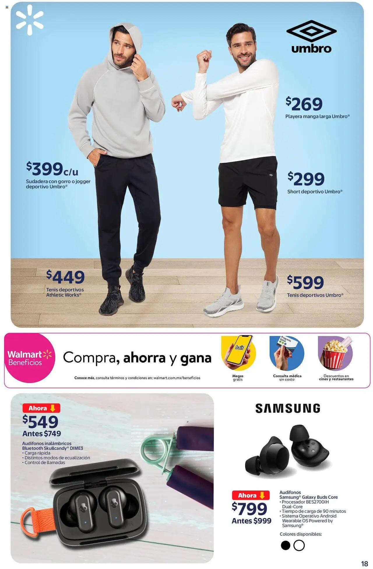 Nuevas ofertas de Walmart válidas en toda la República Mexicana desde el 19.09.2025. ¡Encuentra las mejores ofertas en Walmart - Folleto la belleza! | Página: 18 | Productos: Tenis, Audífonos, Playera, Short