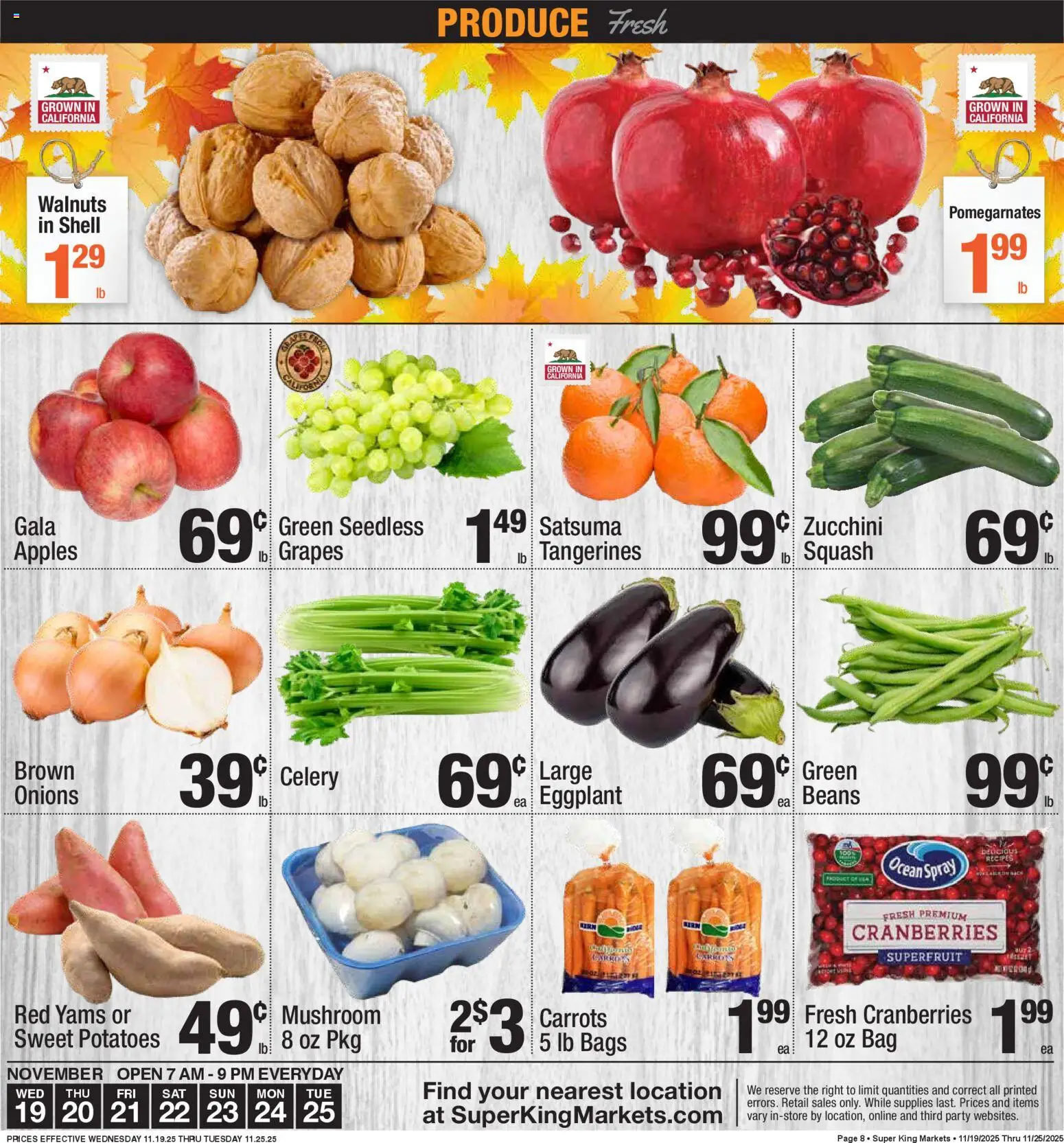 Super King - Weekly Ad - valid from 26.11.2025 | Page: 9 | Products: Zucchini, Apples, Tangerines, Eggplant
