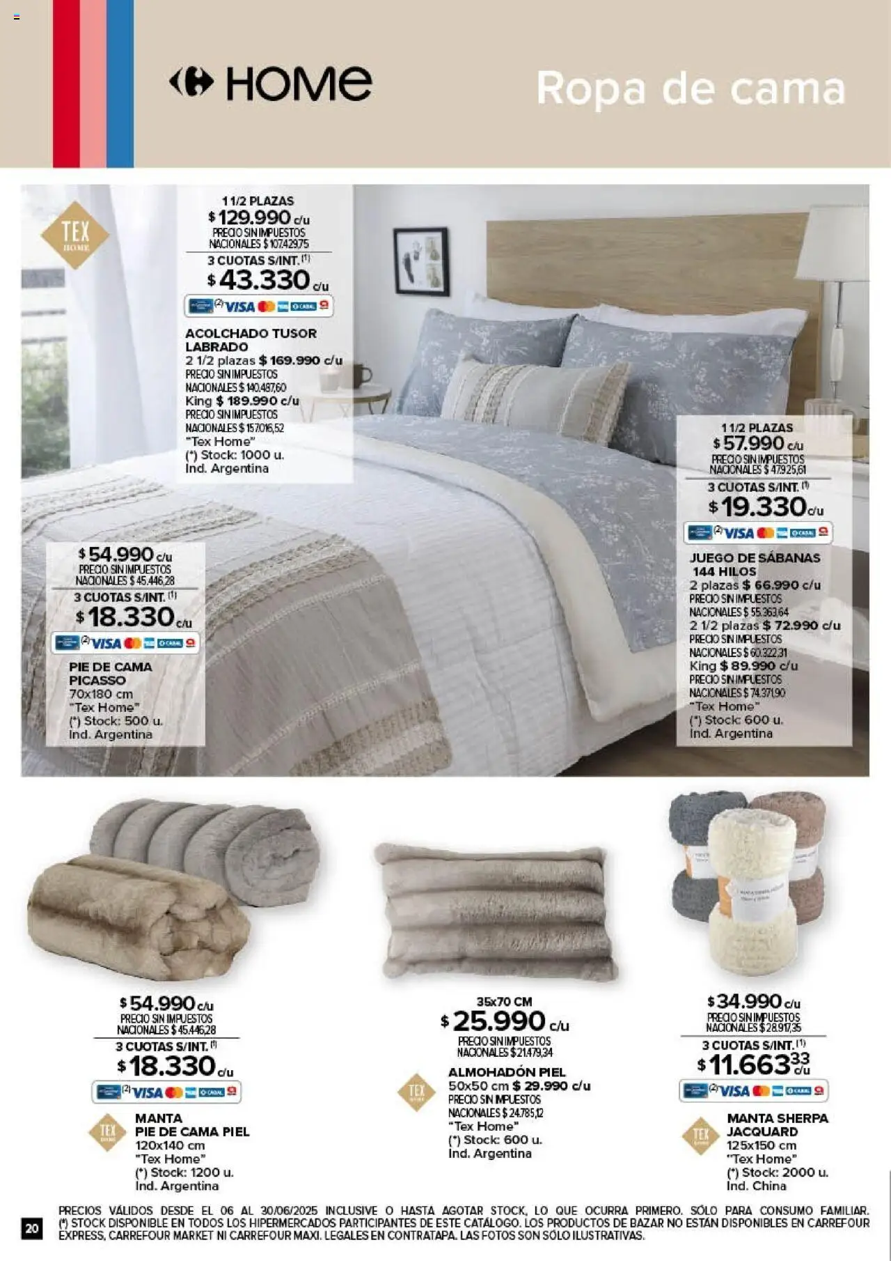 Carrefour - Deco Hogar │ válido desde el 06.06.2025 | Página: 20 | Productos: Sabanas, Almohadon, Cama, Ropa
