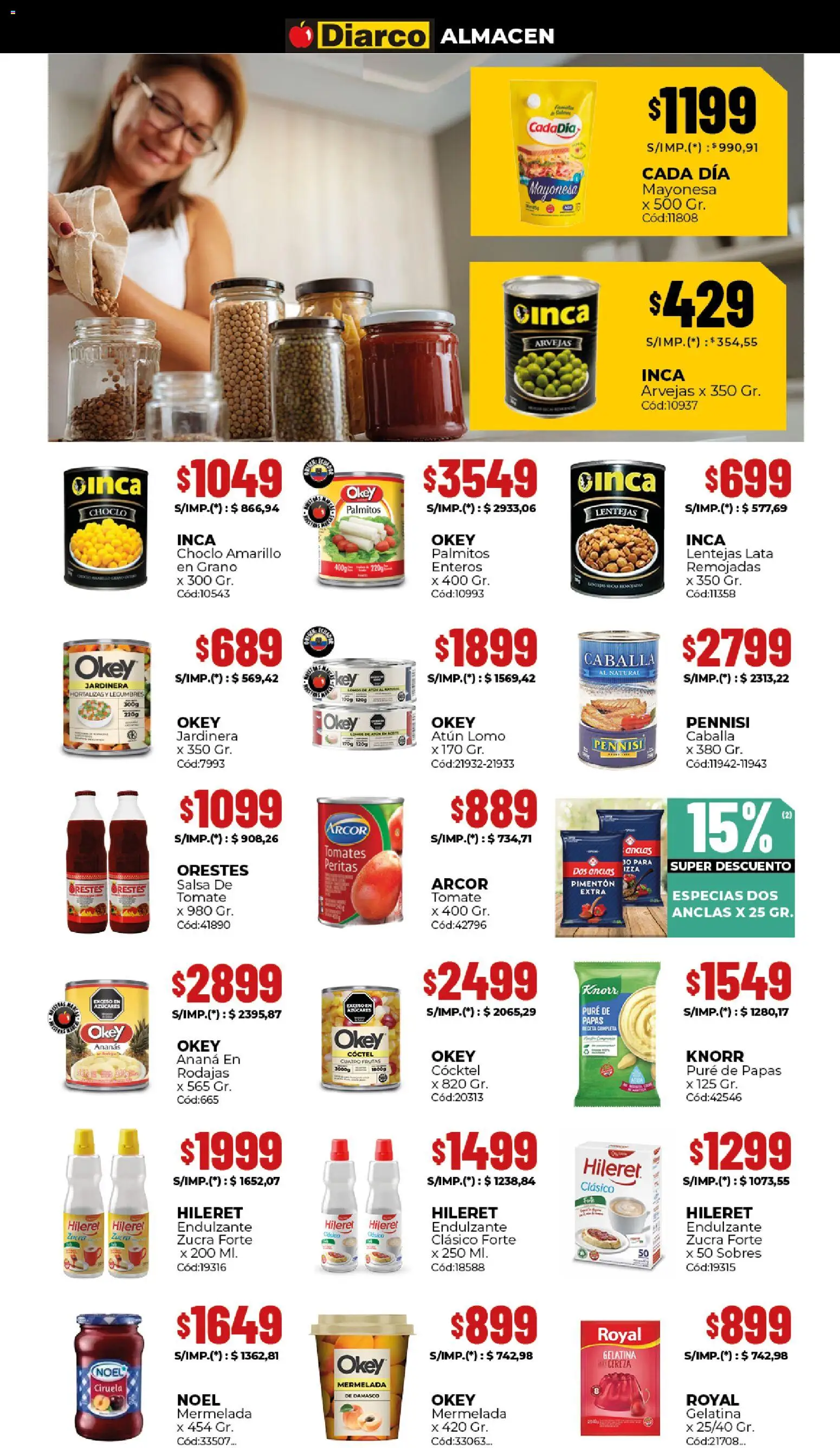 Diarco ofertas │ válido desde el 10.11.2025 | Página: 3 | Productos: Choclo, Mayonesa, Tomates, Mermelada