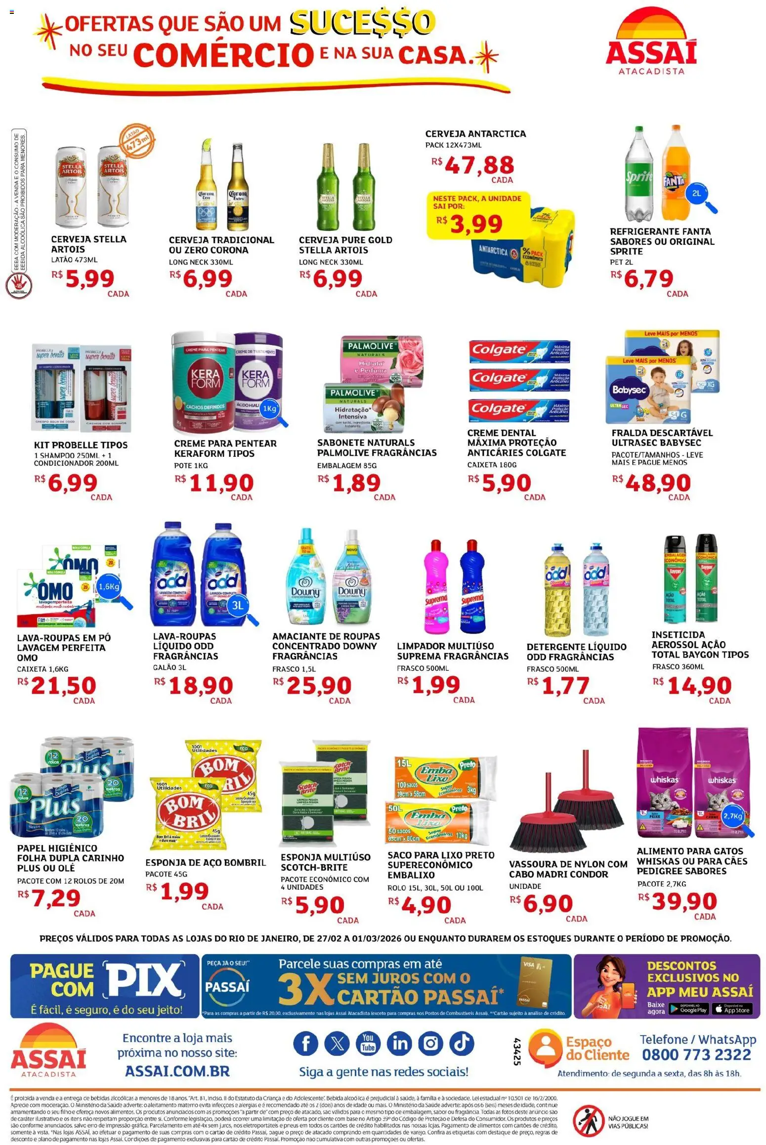 Assaí Atacadista Folheto - válido de 27.02.2026 | Página: 2 | Produtos: Shampoo, Refrigerante, Telefone, Creme dental