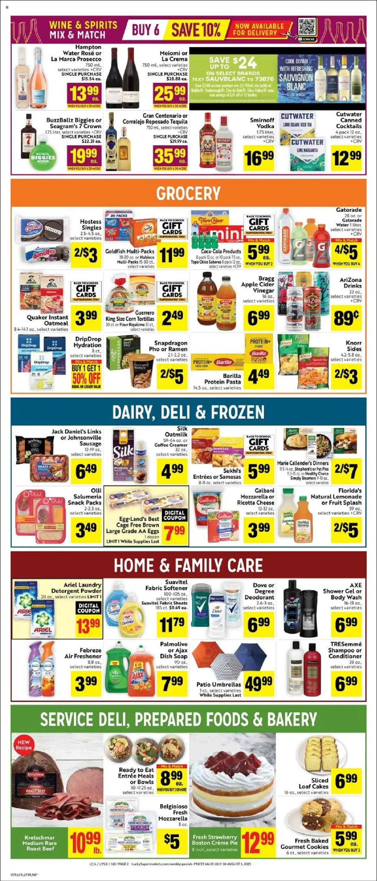 Lucky Supermarkets Weekly - AK - valid from 30.07.2025 | Page: 2 | Products: Cheese, Shower gel, Deodorant, Water
