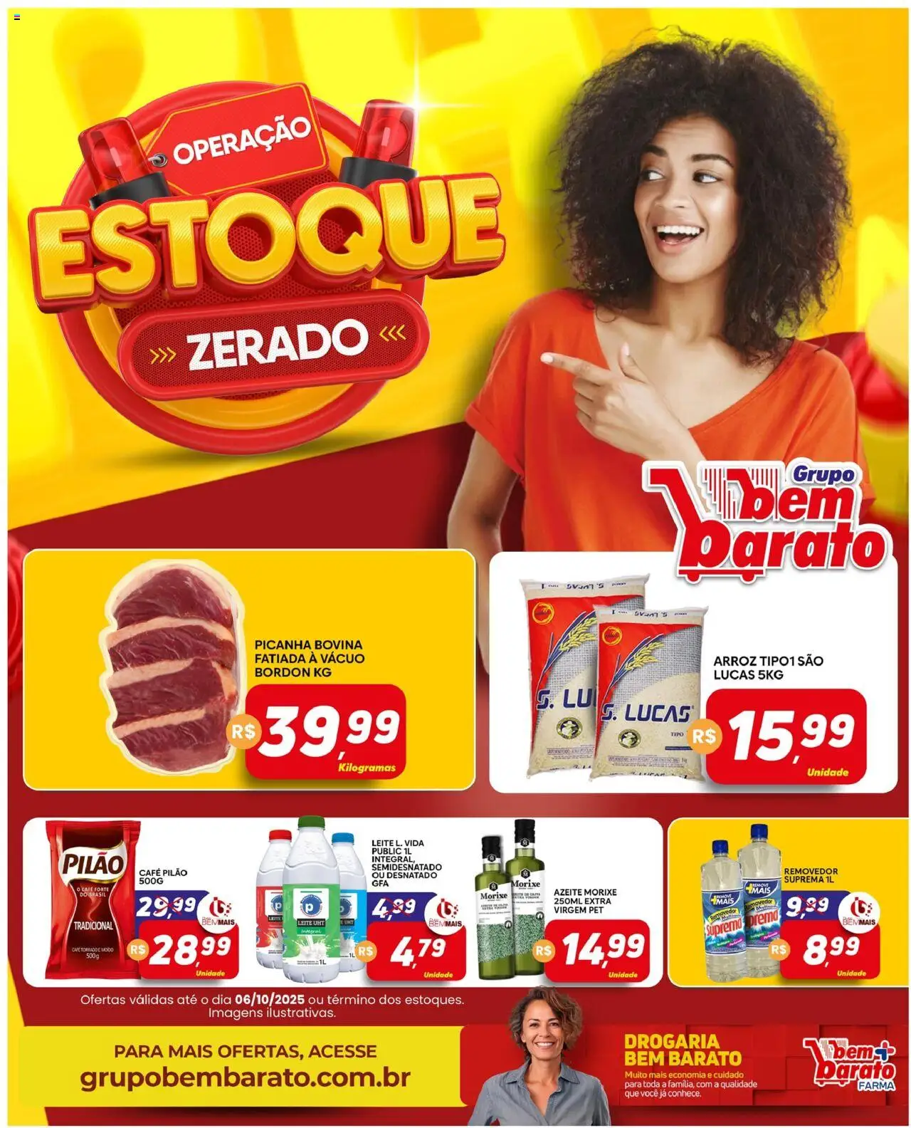 Supermercado Bem Barato Folheto - válido de 30.09.2025 | Página: 1 | Produtos: Picanha, Leite, Arroz, Azeite