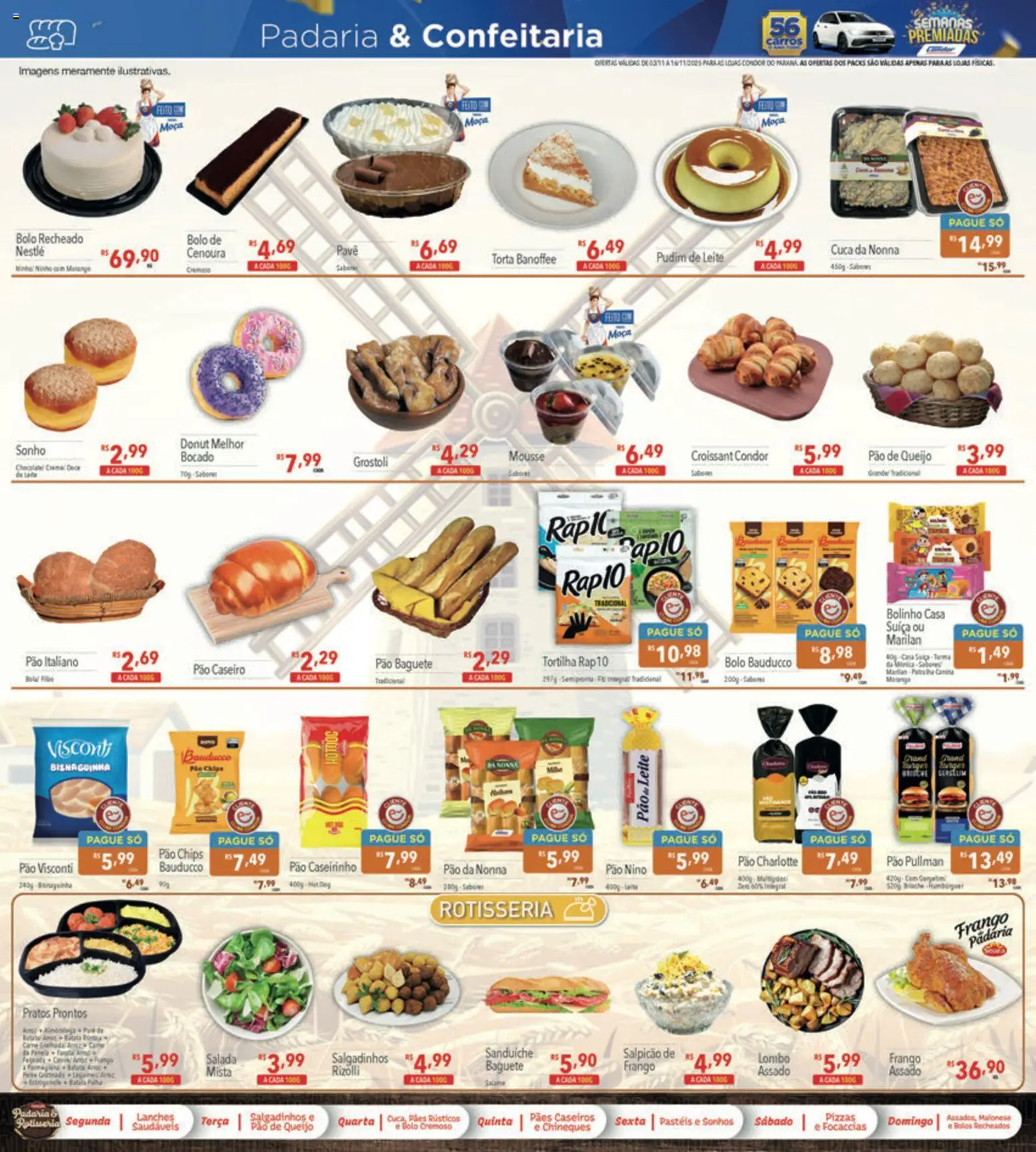 Supermercados Condor Folheto - válido de 03.11.2025 | Página: 8 | Produtos: Leite, Queijo, Salada, Pão de queijo