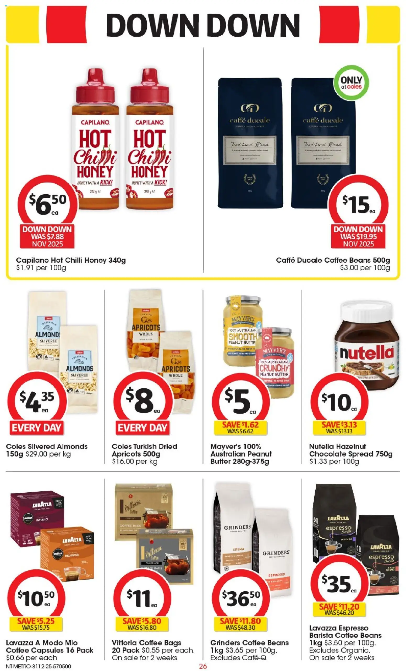 Coles catalogue - valid from 31.12.2025 | Page: 27 | Products: Almonds, Coffee, Honey, Nutella