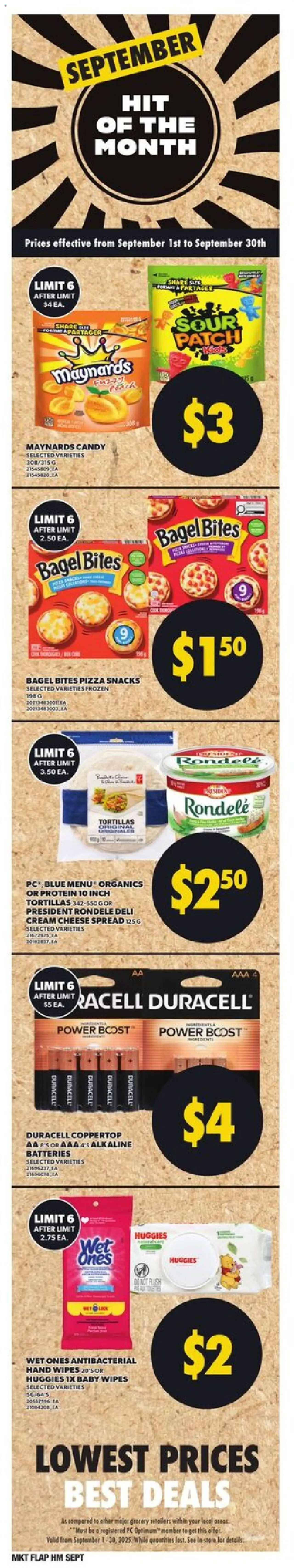 Loblaws flyer valid from 25.09.2025 | Page: 7 | Products: Cream, PC, Cheese, Pizza