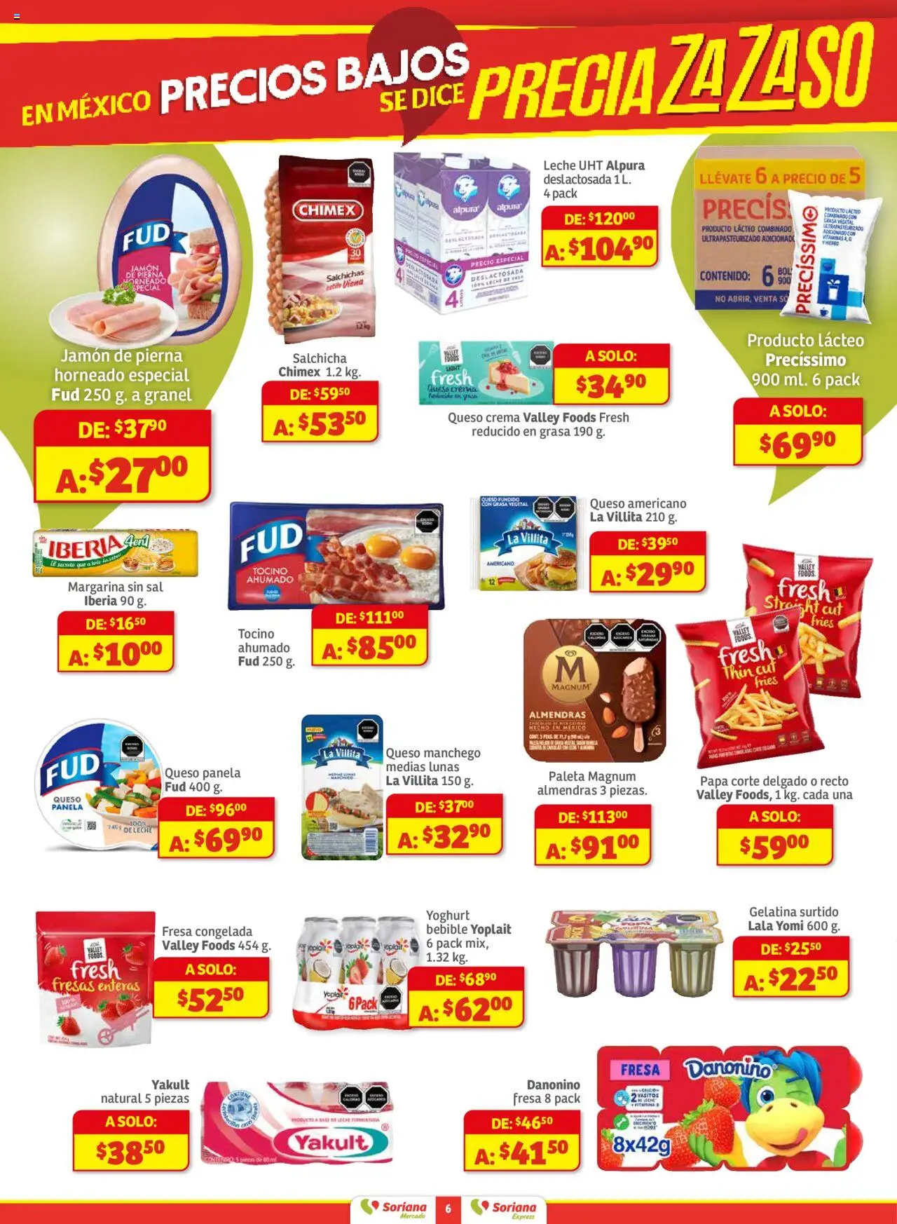 Nuevas ofertas de Soriana válidas en toda la República Mexicana desde el 18.09.2025. ¡Encuentra las mejores ofertas en Soriana - Pesito Valedor Mercado: Camp, Chia, Oax, Q. Roo, Tab, Yuc! | Página: 6 | Productos: Almendras, Tocino, Queso crema, Margarina