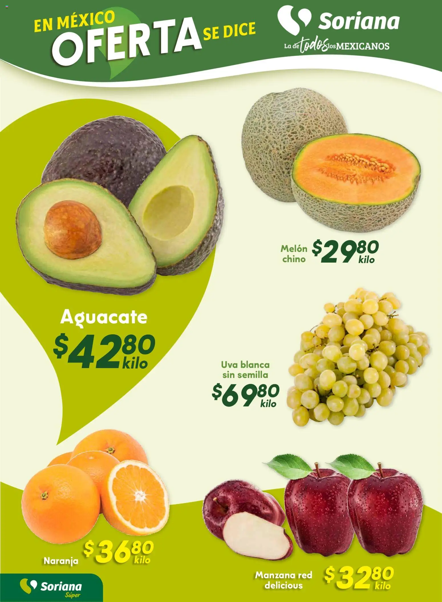 Nuevas ofertas de Soriana válidas en toda la República Mexicana desde el 24.10.2025. ¡Encuentra las mejores ofertas en Soriana - Fin de Semana Súper: Ver, Tab, Chis, Camp, Yuc y Q. Roo! | Página: 8 | Productos: Melón, Manzana, Aguacate, Uva