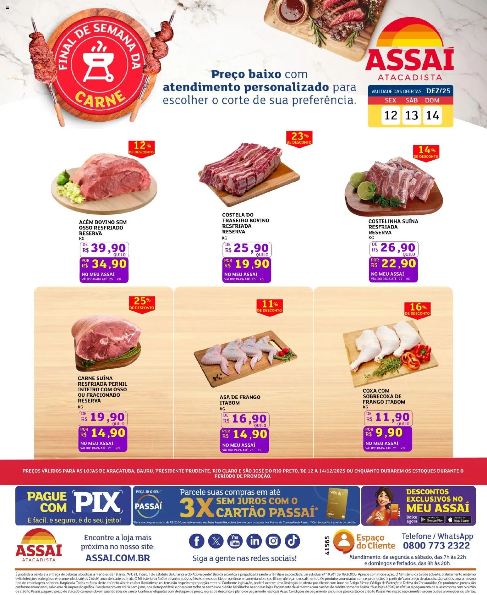 Assaí Atacadista Folheto - válido de 12.12.2025 | Página: 1 | Produtos: Pneus, Carne, Bebida, Frango
