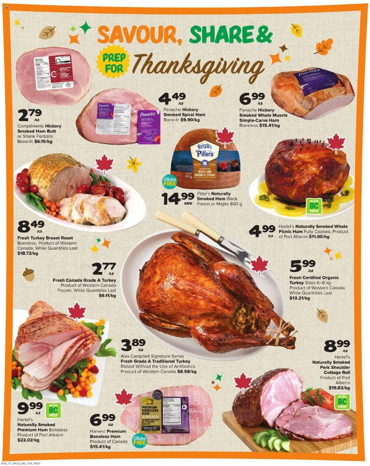 Thrifty Foods flyer valid from 02.10.2025 | Page: 16 | Products: Turkey, Ham, Pork