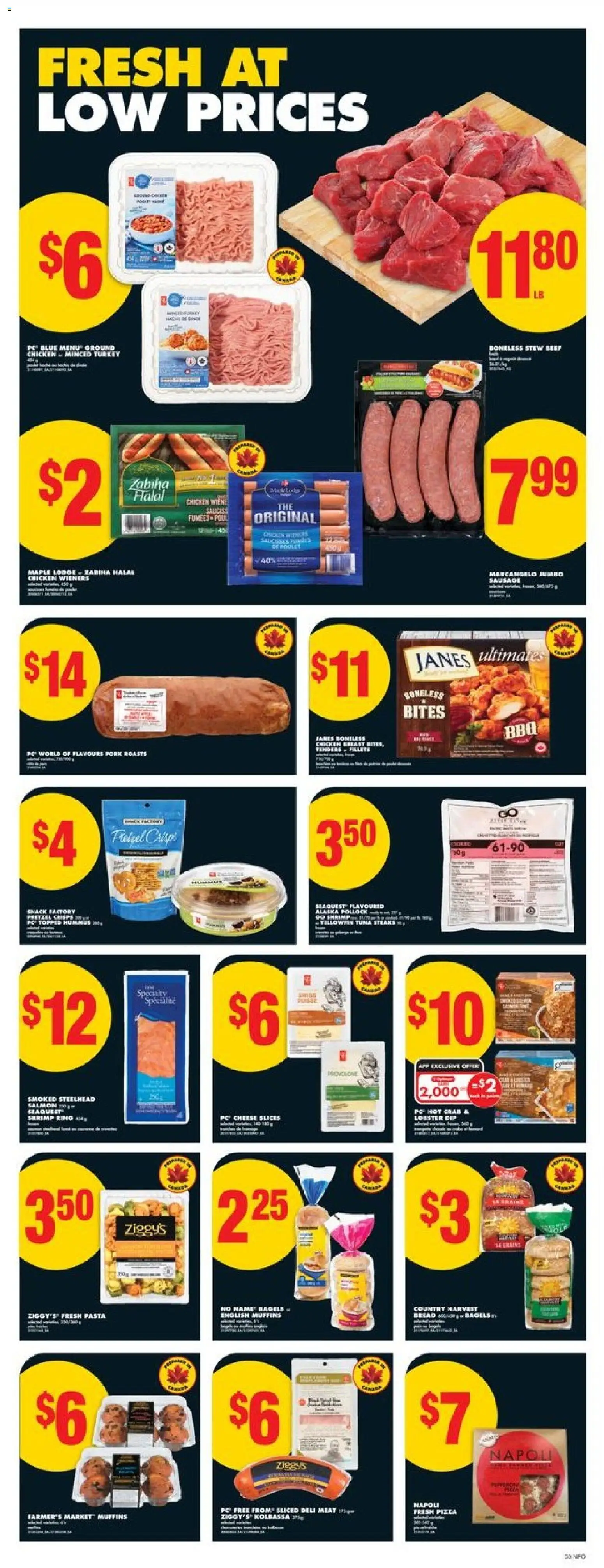 No Frills flyer valid from 30.10.2025 | Page: 3 | Products: Chips, Bread, Pizza, Pork